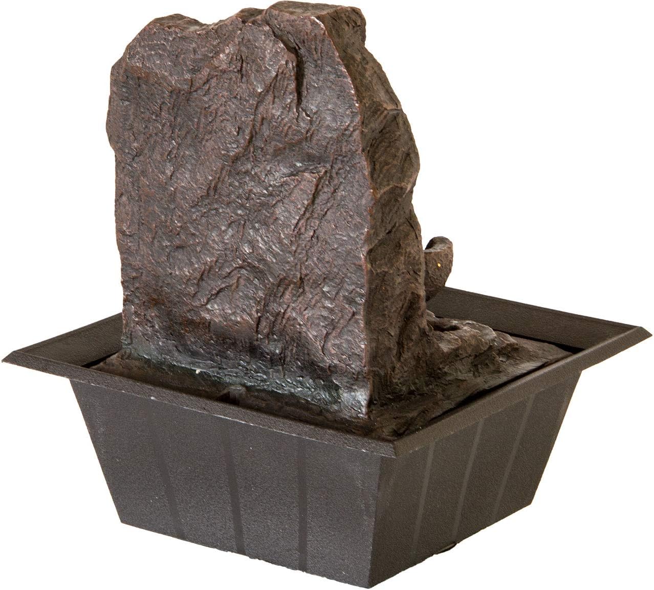 Indoor Fountain Golden Buddha with LED Lighting Table Fountain with Waterfall Decorative Fountain in Rock Look Zen Feel-Good Fountain for Home