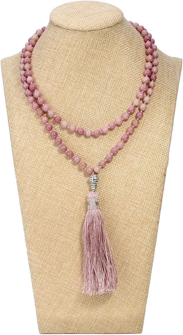 CrystalTears Mala Kette 108 Perlen Wickelarmband Chakra Steine Mala Armband mit Lebensbaum Anhänger 6mm Perlen Buddhismus Gebetskette Healing Reiki Halskette