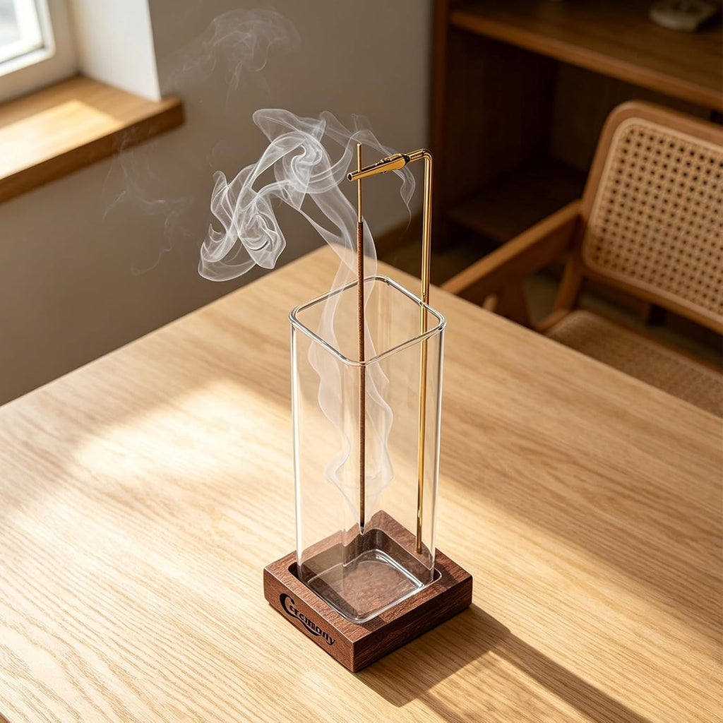 Ceremony Incense Holder,Wooden Incense Holder for Sticks with Ash Catcher | Anti-ash Incense Burner with 20 Incense Sticks and a Ash Brush for Meditation Yoga Spa Room Decor