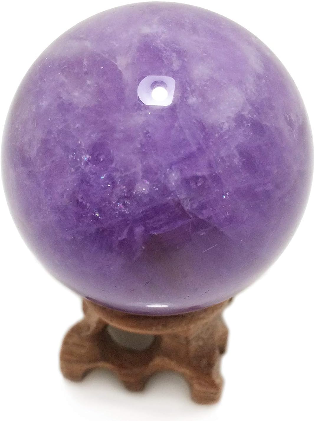 Amethyst Crystal Sphere, Rare Purple Power Stone Ball for Crystal Healing, Meditation, Scrying, Feng Shui, Hand-Made