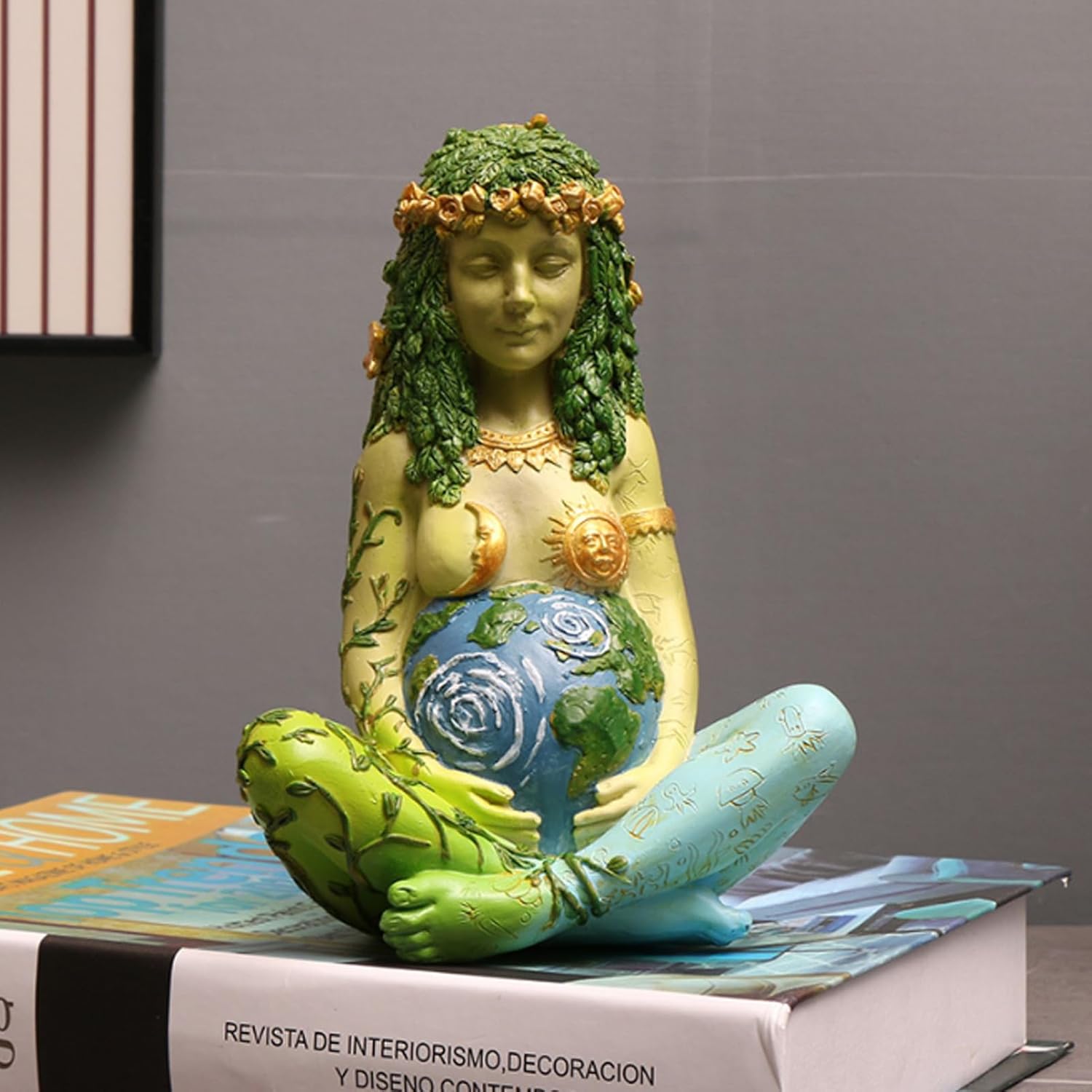 17,8 cm Mutter Erde Statue,Millennial Gaia Göttin Statue,Kunstharz Kunststatue,Handbemalte Heilfigur,aus Feinstem Harz Gegossen,Wunderschön Geformtes Design,für Zuhause,Kunstraum,Garten,Freien