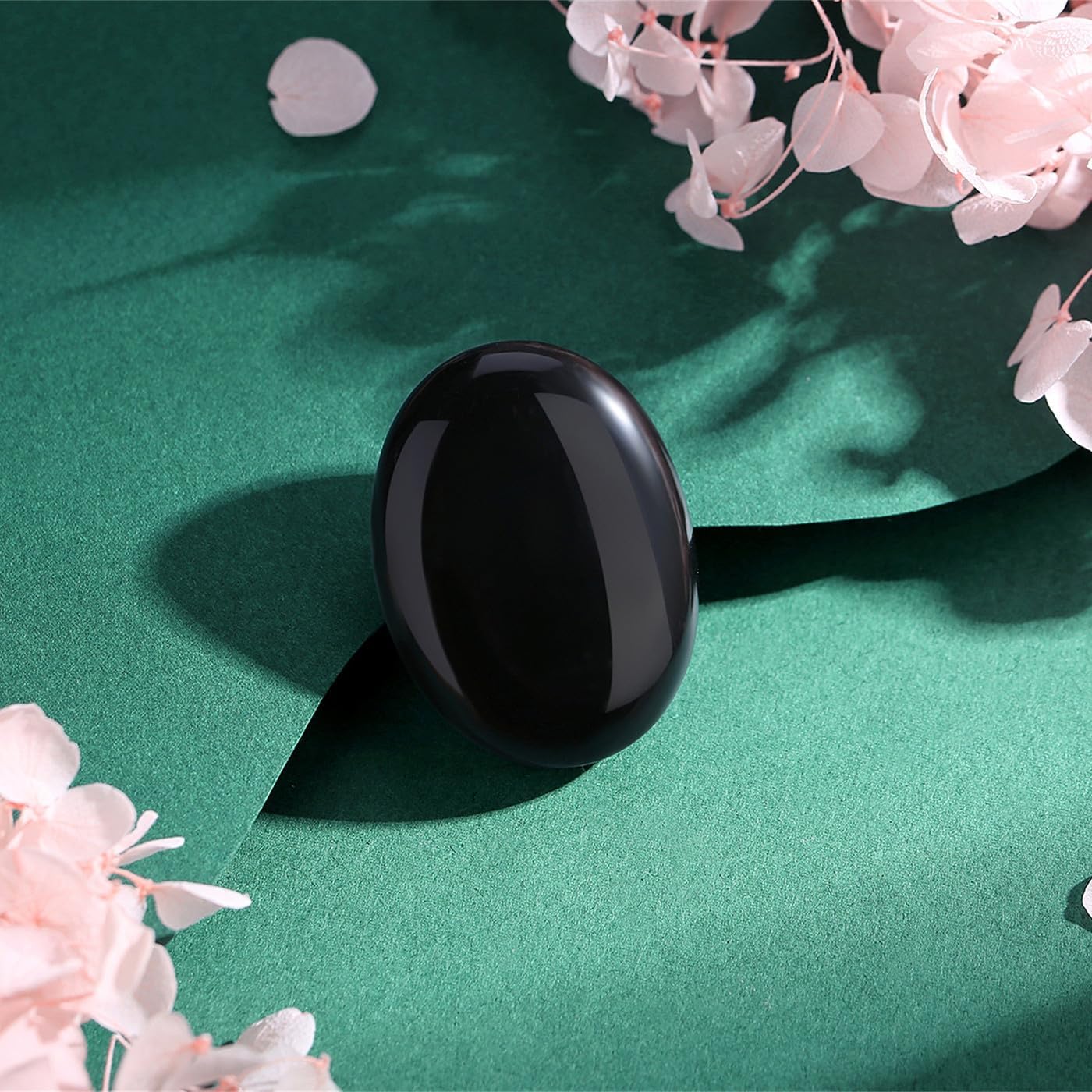 Obsidian Kristall Schwarz Oval Heilkristalle, Schwarzer Natürlichen Edelstein Daumen Sorge Stein für Wiccan Lieferungen, Angst Stressabbau, Home Dekoration, Balancing Meditation