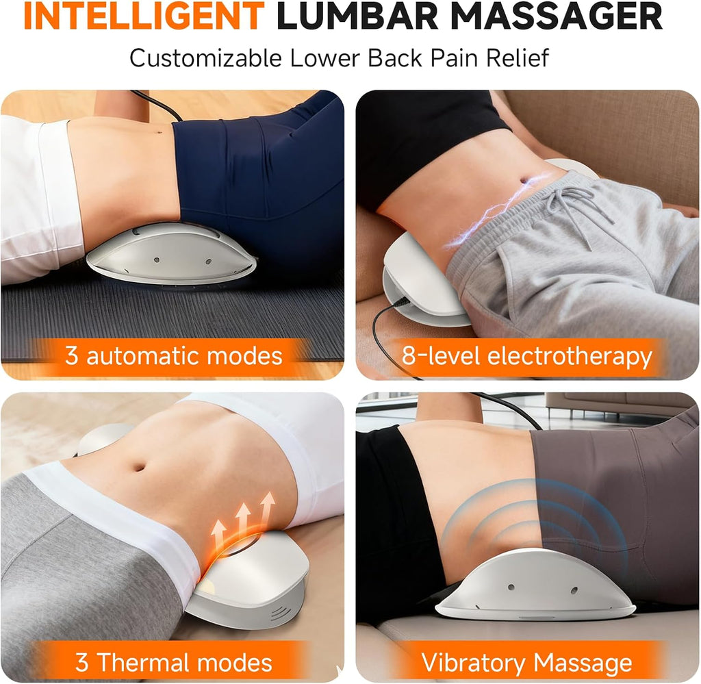 Electric Lumbar & Back Stretching Massager with Airbag Stretch, Vibration Massage, Auto Mode | for Home Relaxation, Ideal Gift (White)