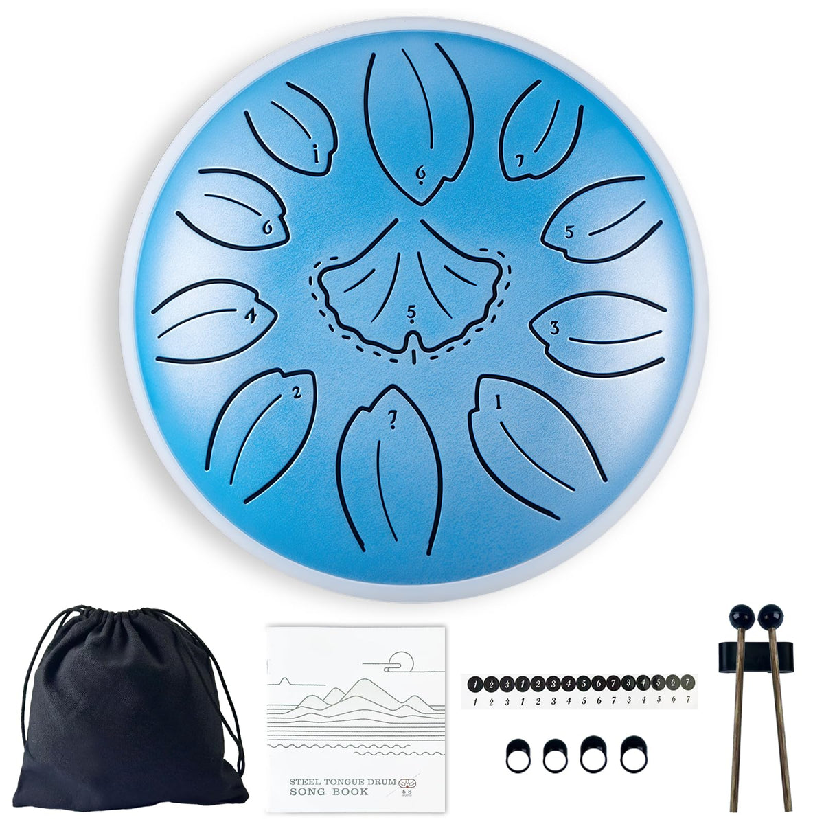 TUOKING Steel Tongue Drum 6 Inch 8 Notes D Major Rain Drum for Outside