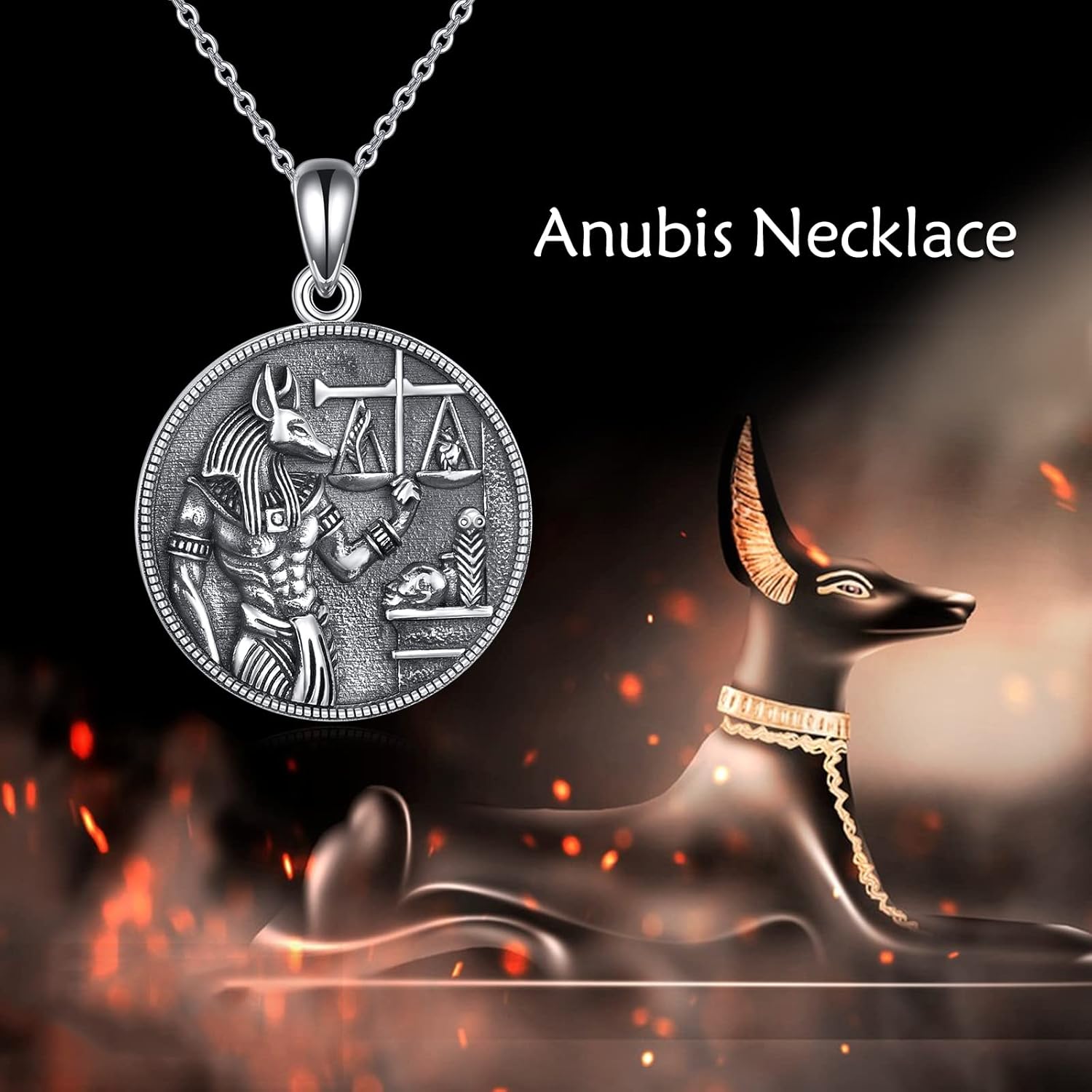 Ägyptischer Schmuck 925 Sterling Silber Hamsa/Böses Auge/Ankh/Anubis Anhänger Kette Ägypten Halskette Schmuck Geschenke für Damen Frauen Männer