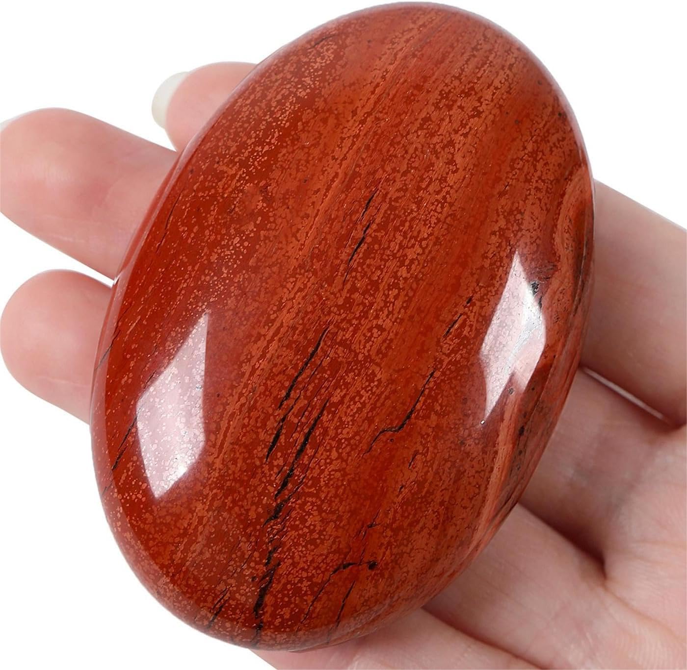 QINJIEJIE Groß Unakite 2.4" Ovale Kristall Natürliche Kristalle Edelsteine Sorgensteine Handschmeichler Stein Polierte Steine Reiki Steine für Angst zu Lindern Spirituelle Geschenke 1PC