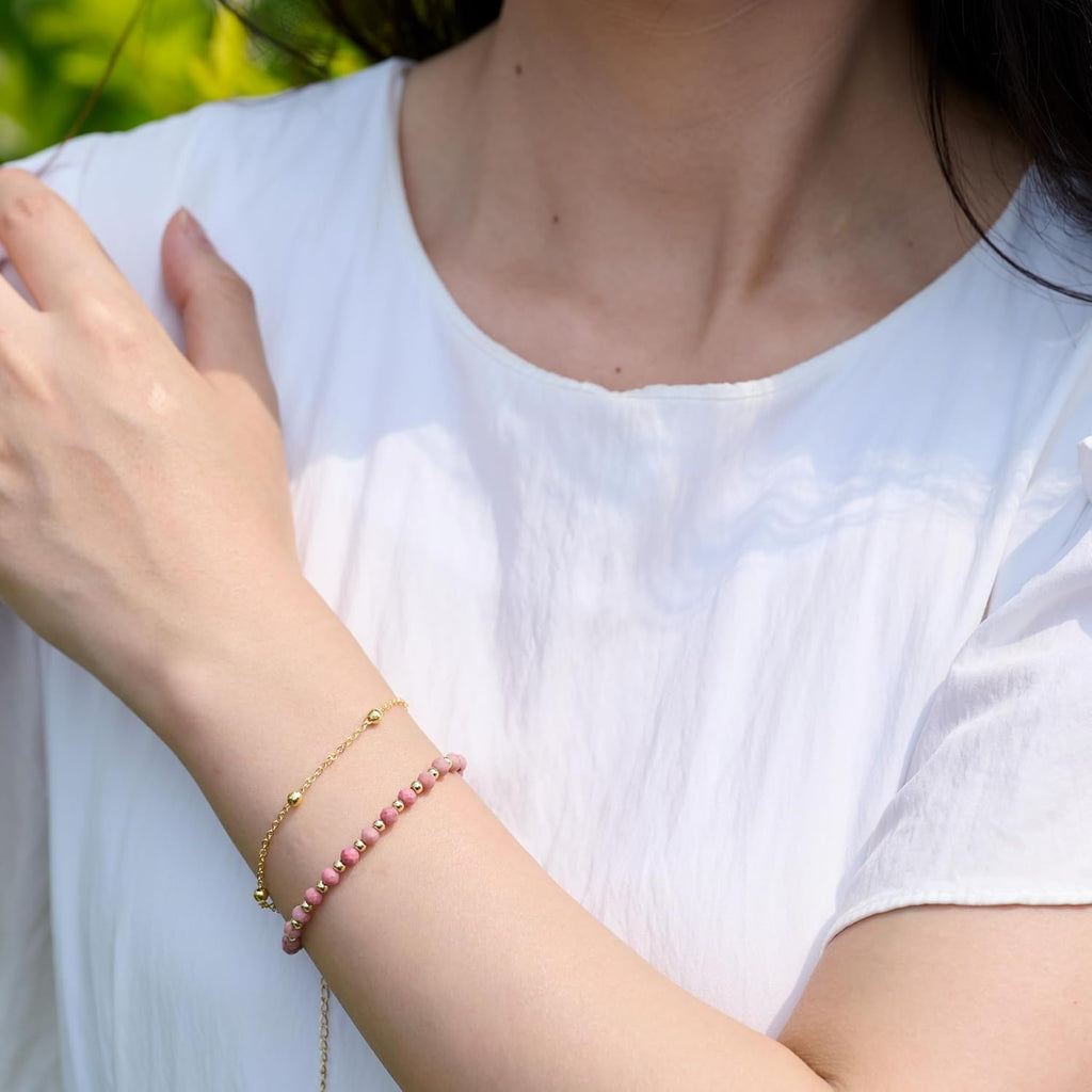 Farfume Edelstein Perlen Armband für Frauen, 4mm Kristall Silber 925 Naturstein Schmuck Elastisch Armbänder Damen, Chakra Spirituelle Charms Armbänder Valentinstag Geschenke