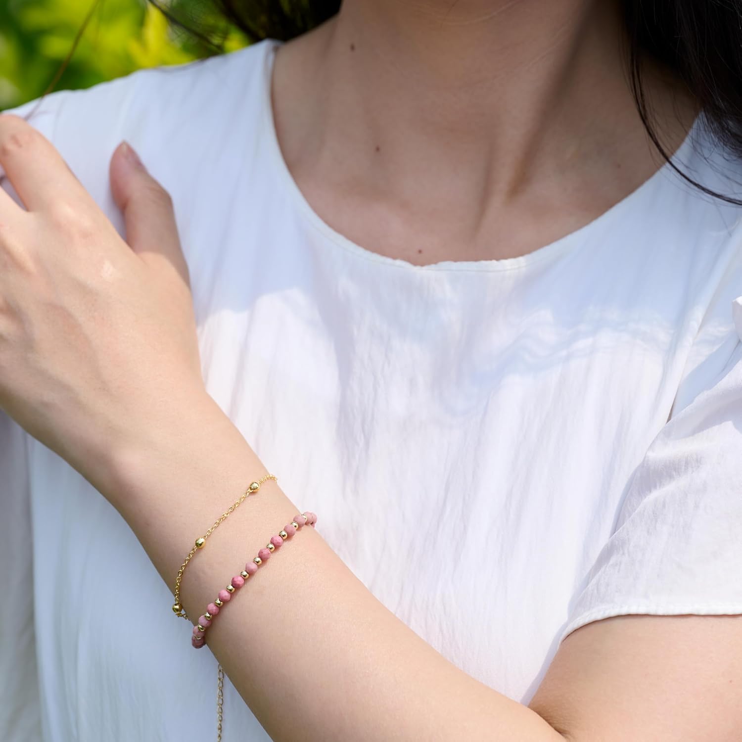 Farfume Edelstein Perlen Armband für Frauen, 4mm Kristall Silber 925 Naturstein Schmuck Elastisch Armbänder Damen, Chakra Spirituelle Charms Armbänder Valentinstag Geschenke