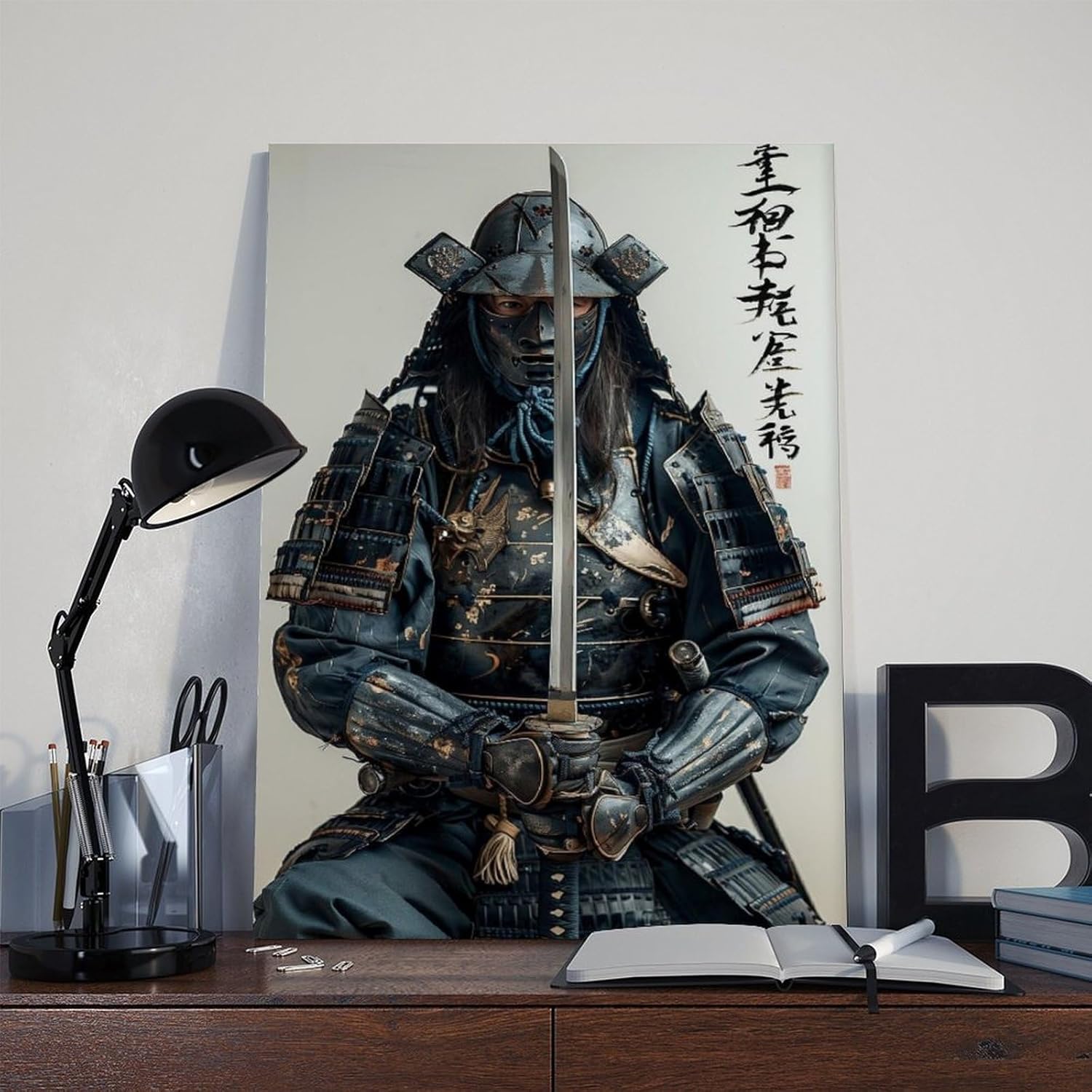 UTGN Spirituelle Kunst Samurai, Leinwand-Poster, Wandkunstdruck, Bild, Gemälde, 30 x 45 cm