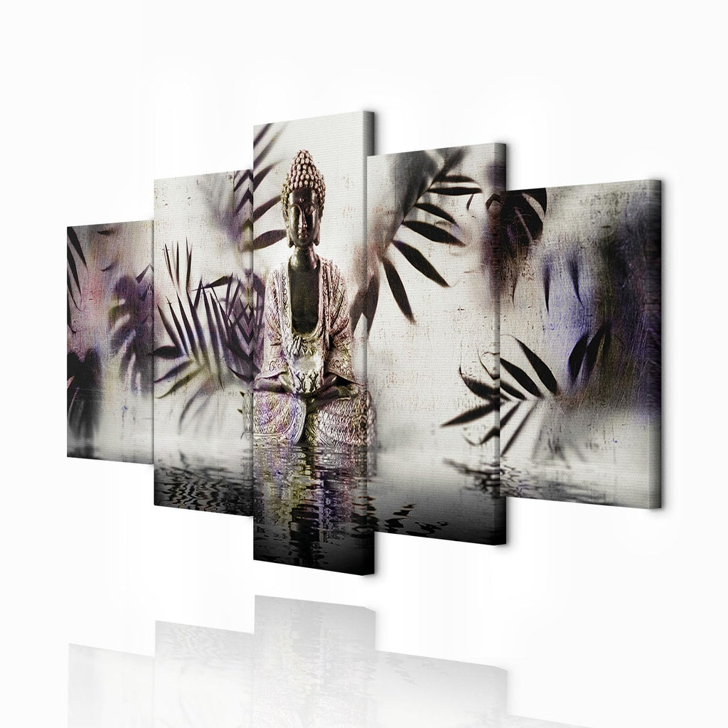 decomonkey Bilder Buddha 200x100 cm 5 Teilig Wandbild Groß Leinwandbild XXL Deko Wohnzimmer Schlafzimmer Wanddeko Pictures For Wall Poster Wall Painting Zen Orient