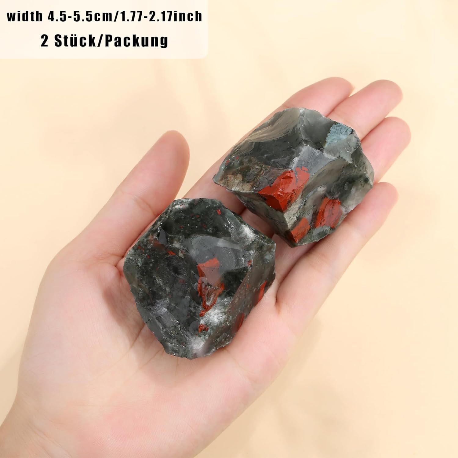 2 Pieces African Bloodstone Large Crystals Rough Stone Set Crystal Spiritual Stones Premium Water Stones Esoteric Gifts 4.5-5.5cm