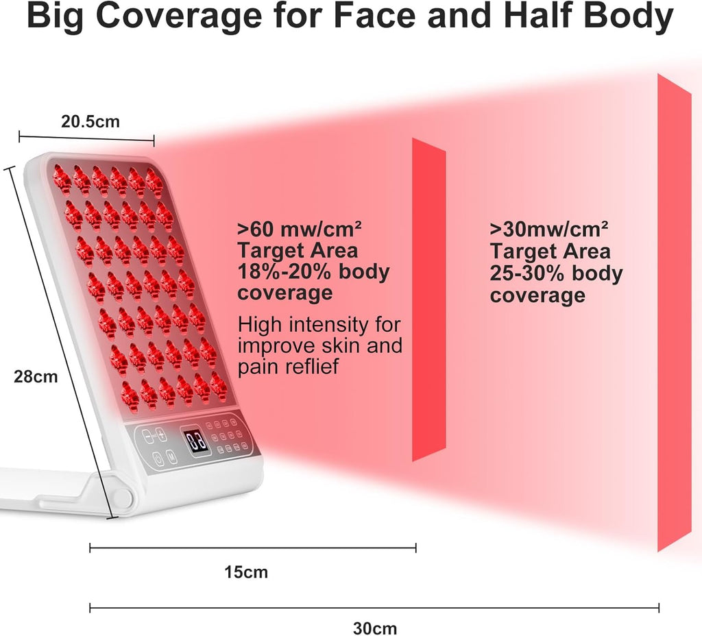 Infrarotlampe Rotlichtlampe, 4 Wellenlängen Rotlichtlampen mit Timer, 210 LEDs Rotes Licht-Lampe,12 Modi, Infrarotlichtlampe Für Gesicht und Körper (Lampe erzeugt keine Wärme)