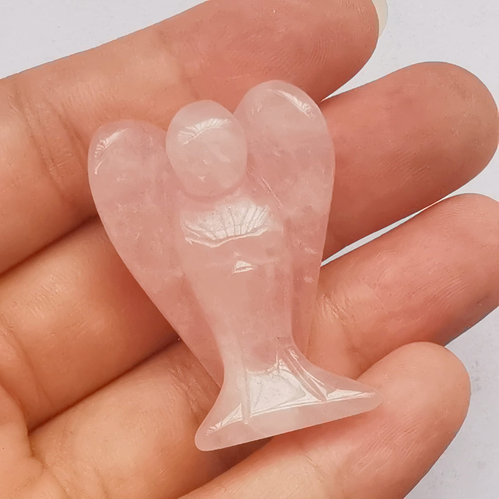 Natürliche Lila Lepidolith Heilung Kristall Gebet Schutzengel Statue,38mm Schnitzen Tasche Palm Stein Figuren Dekoration