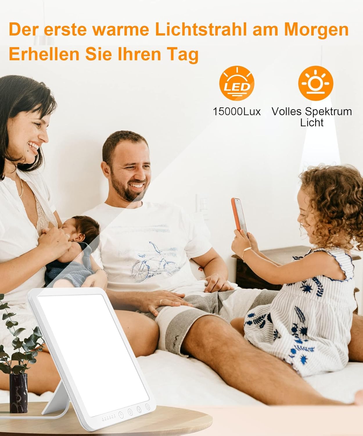Sotipevs Tageslichtlampe 15000 Lux, UV-freie LED Lichttherapielampe Tageslicht, LED Daylight Lampe, Touch-Control Sonnenlicht Lampe, Vollspektrumlampe für Zuhause/Büro