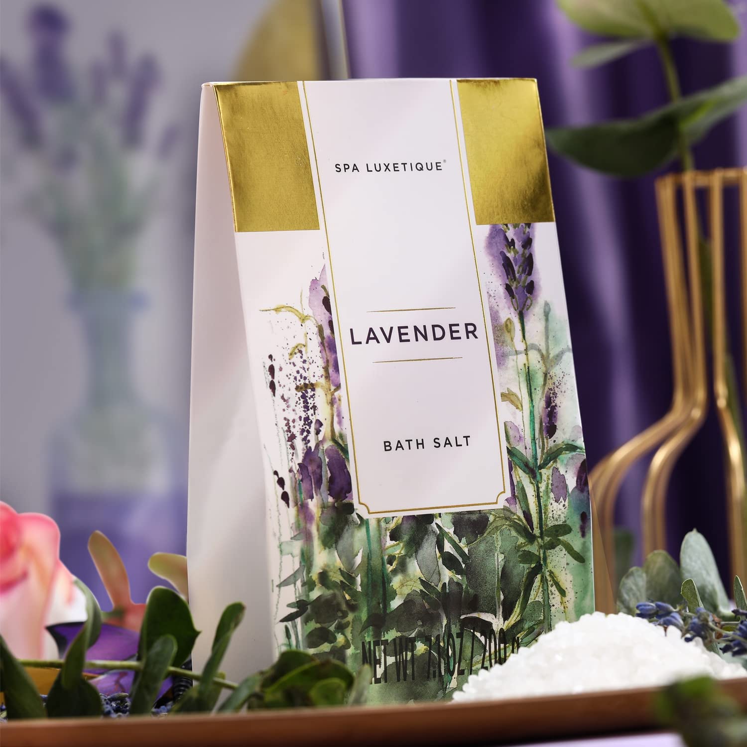 SPA LUXETIQUE Damen Bade Geschenkset - 10tlg. Lavender Duft Geburtstaggeschenk Wellness set für Frauen Handcreme, Duschgel, Schaumbad, Bodylotion, Badesalz, Badeschwamm, Muttertagsgeschenk