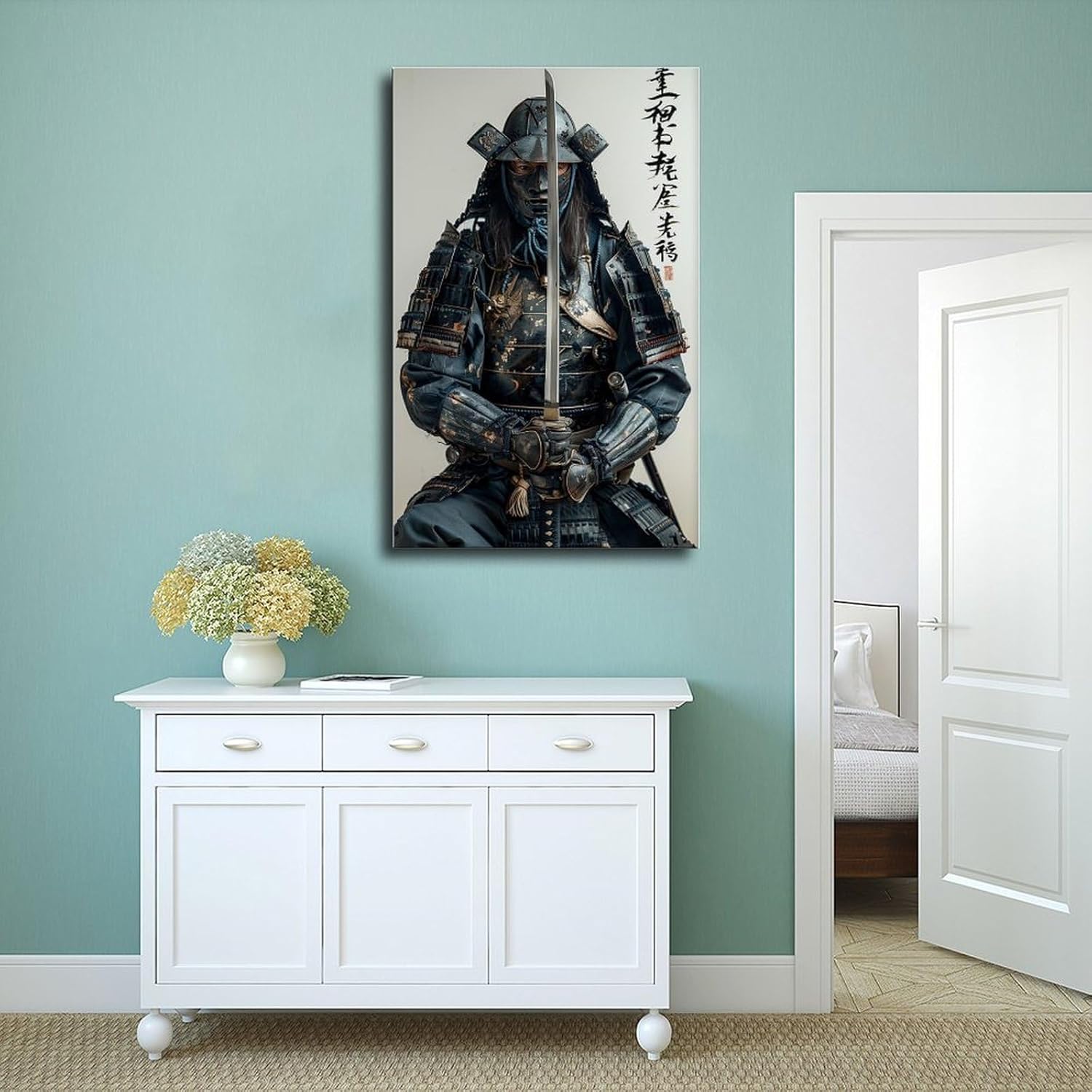UTGN Spirituelle Kunst Samurai, Leinwand-Poster, Wandkunstdruck, Bild, Gemälde, 30 x 45 cm