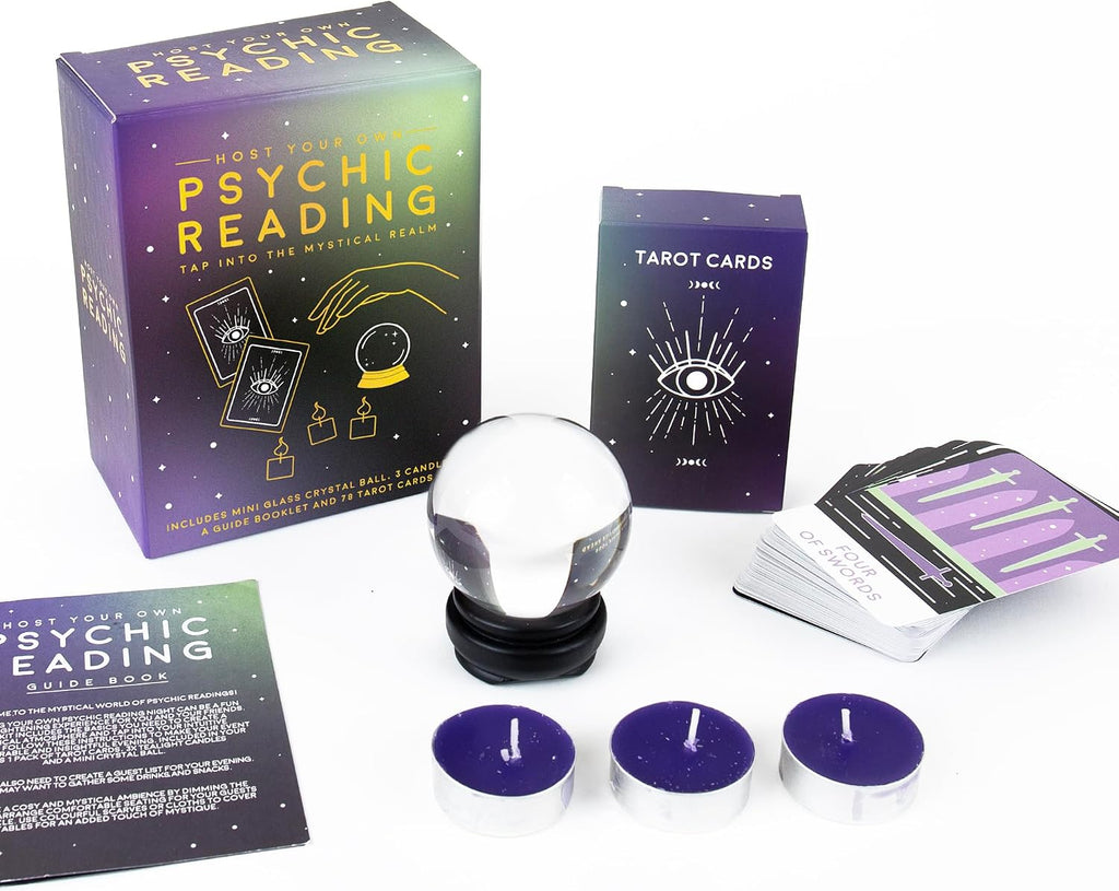 Gift Republic Psychic Reading Kit Host Your Own Divination Crystal Ball Tarot Cards Gift Set, Purple