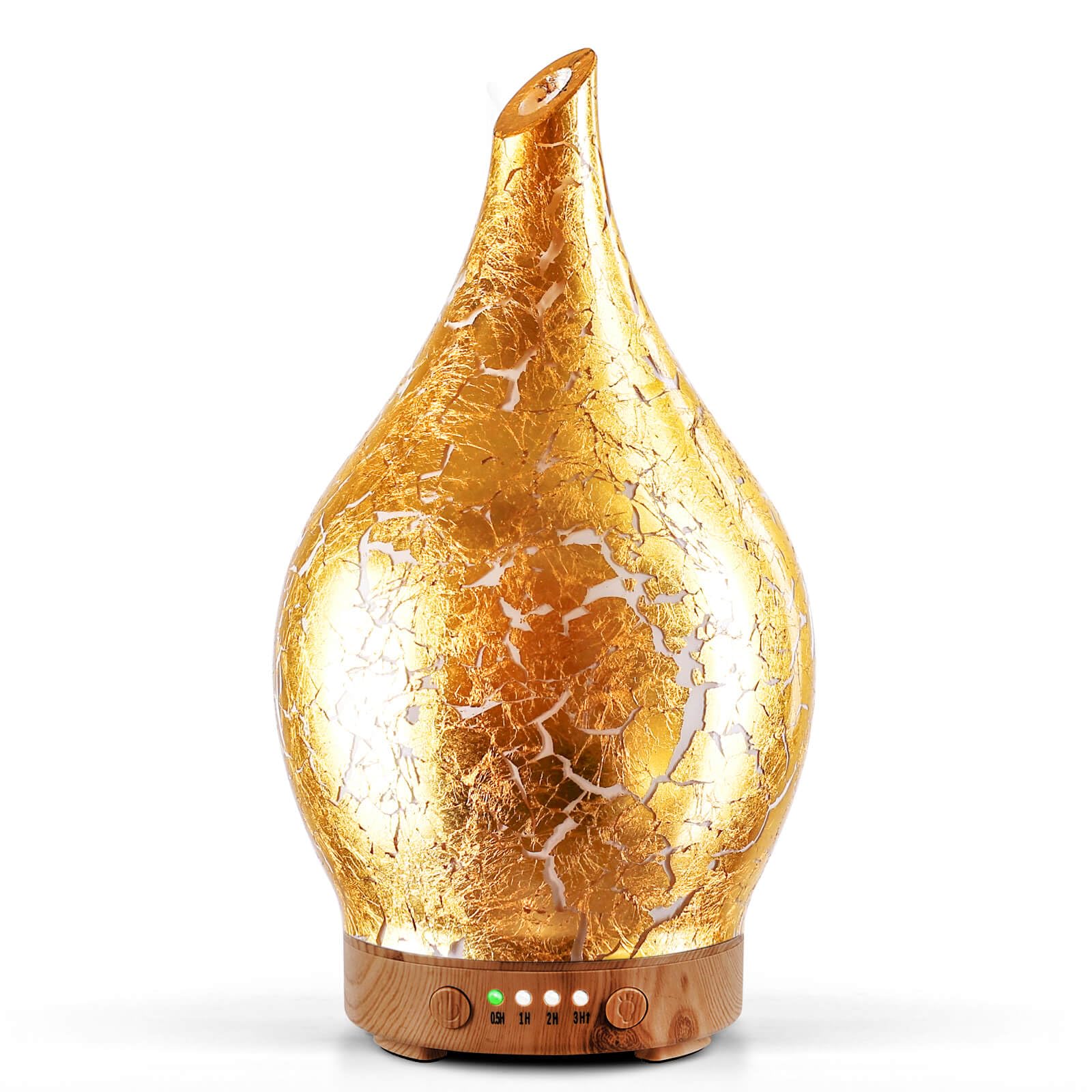Porseme Aroma Diffuser Luftbefeuchter 150ml,Handgeblasen 3D Luftbefeuchter Ultraschall Leise 7 farbwechselnde LEDs Raumbefeuchter BPA Frei für Wohnung Yoga SPA mit Timer (Rose Gold)