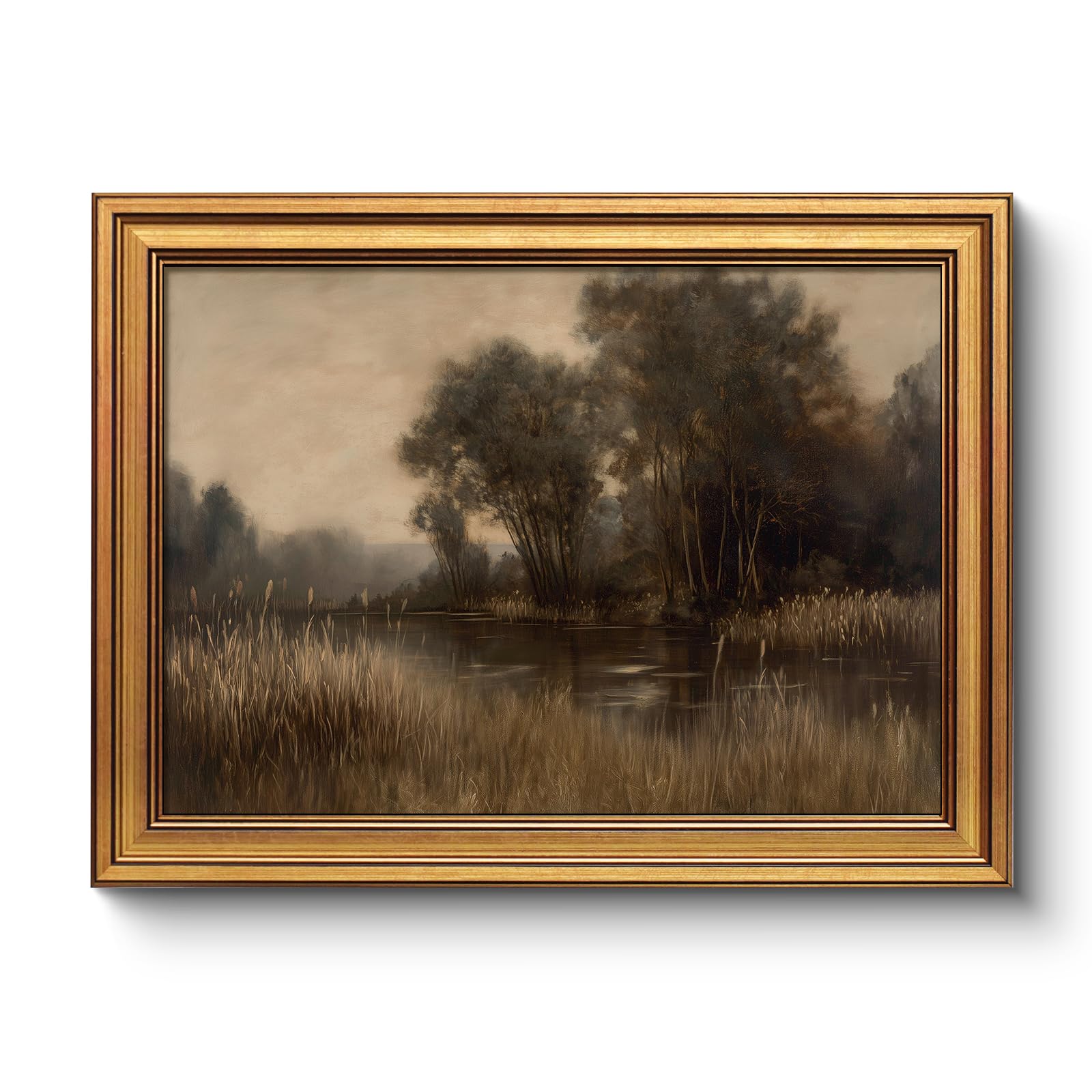 Vintage Sacred Heart of Jesus Christ Canvas Gold Framed Wall Art, 12x16 Inch Religious Oil Painting Artwork, Christian Art Print for Home Living Room Spiritual Spaces Decor