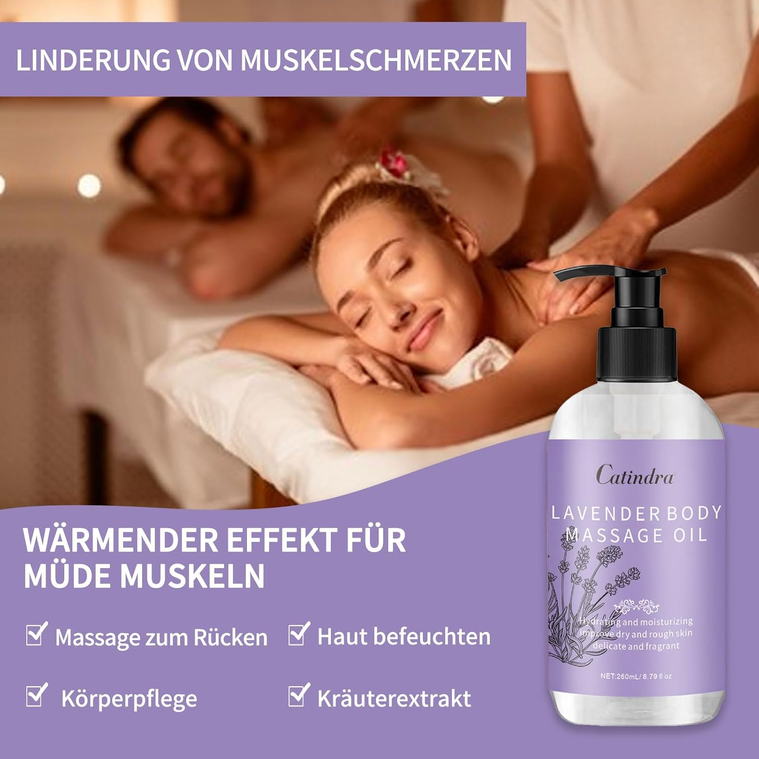 Moisturising Massage Oil, Nourishing Essential Oil, 260 ml