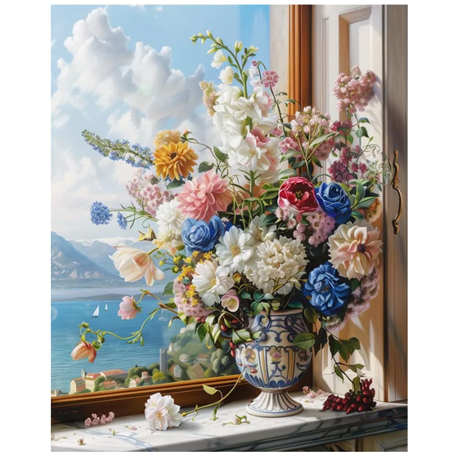 xcemhil Paint by Numbers Kit for Adults Eye, Paint by Number Eye and Lotus, Paint by Numbers Kits for Adults Beginner for Gift and Home Wall Decor 16x20 Inch