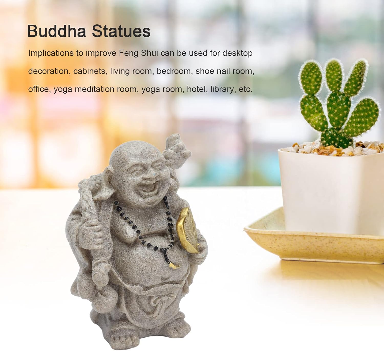 ANKROYU 8 cm Buddha-Statuen, Mini-Maitreya-Buddha-Figur aus Kunstharz, Maitreya-Buddha-Dekorationsstatuen für Heimbüro-Dekoration, Geschenkkollektion