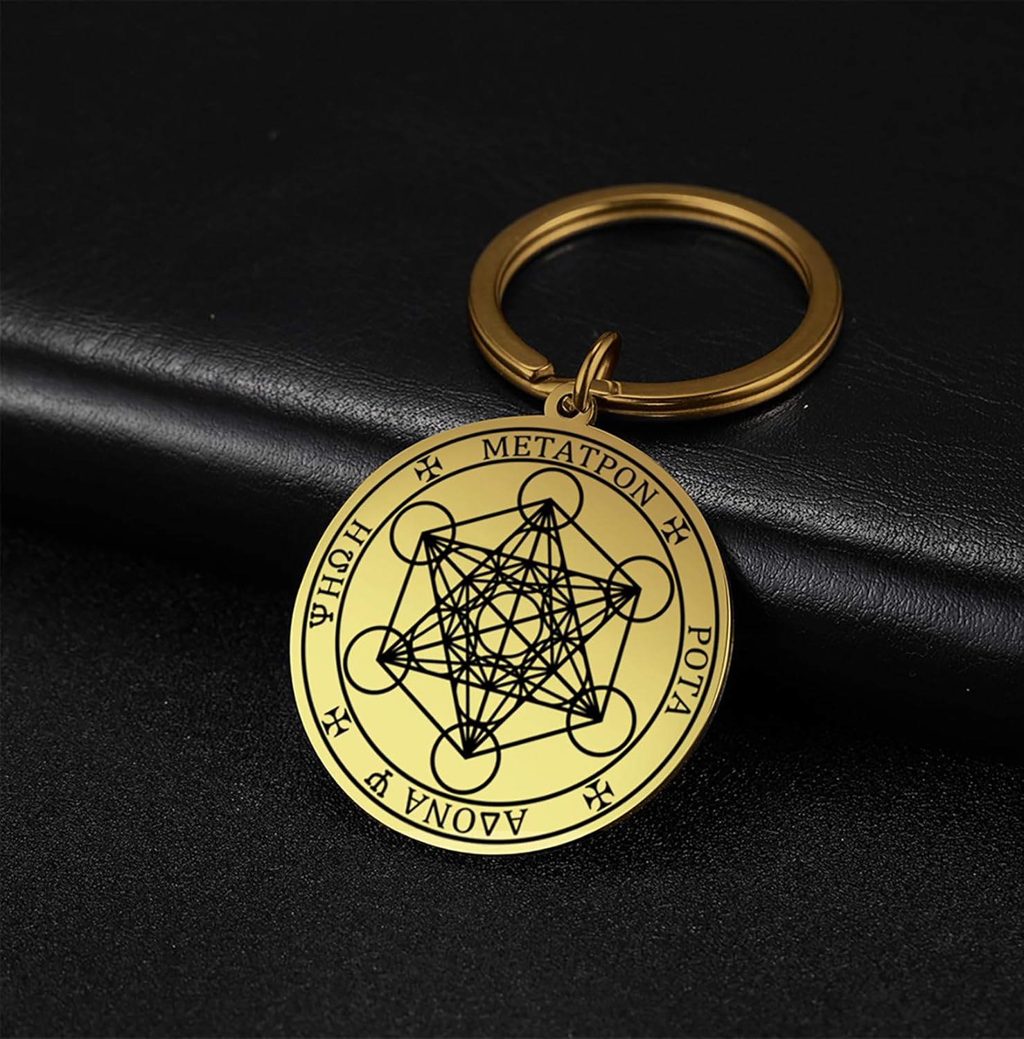 EUEAVAN Metatron Cube Necklace for Men Sacred Geometry Pendant Stamp of the Archangel Angel St Michael Declaration Keychain Spiritual Protection Talisman Religious Jewelry