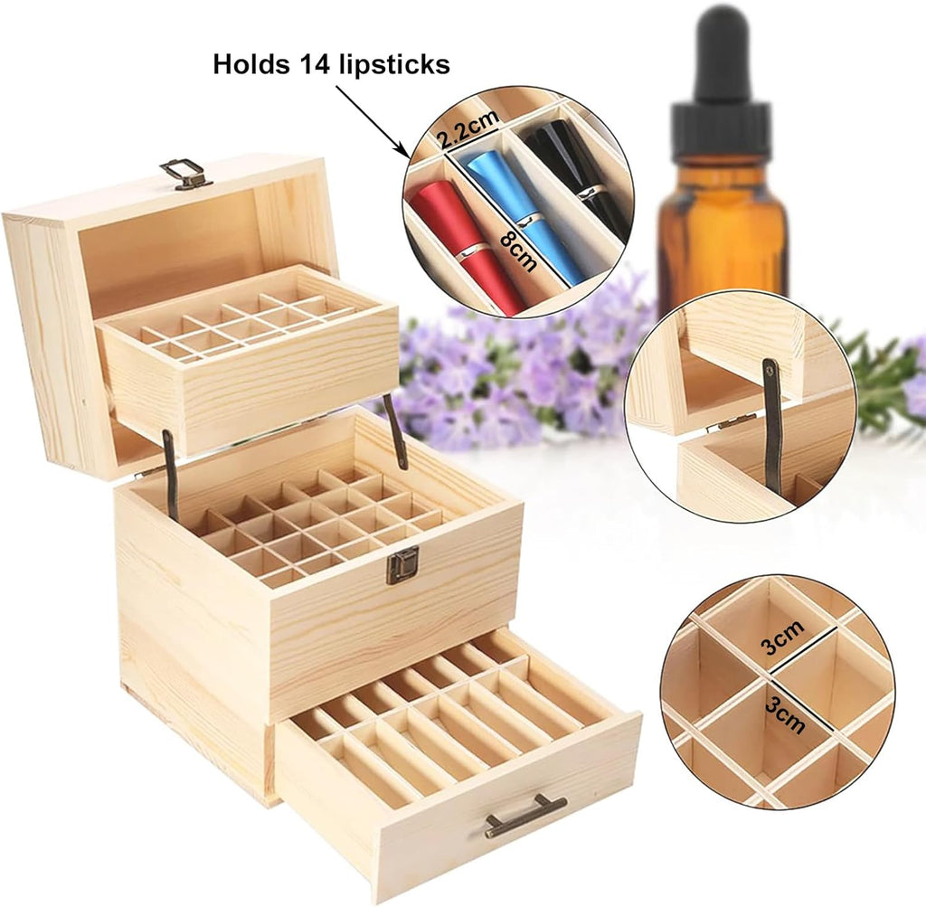 Aufbewahrungsbox für ätherische Öle aus Holz für ätherische Öle, Ständer, Halter für 15-ml-Flaschen, Nagellack-Sammlung. (59-Steckplatz)