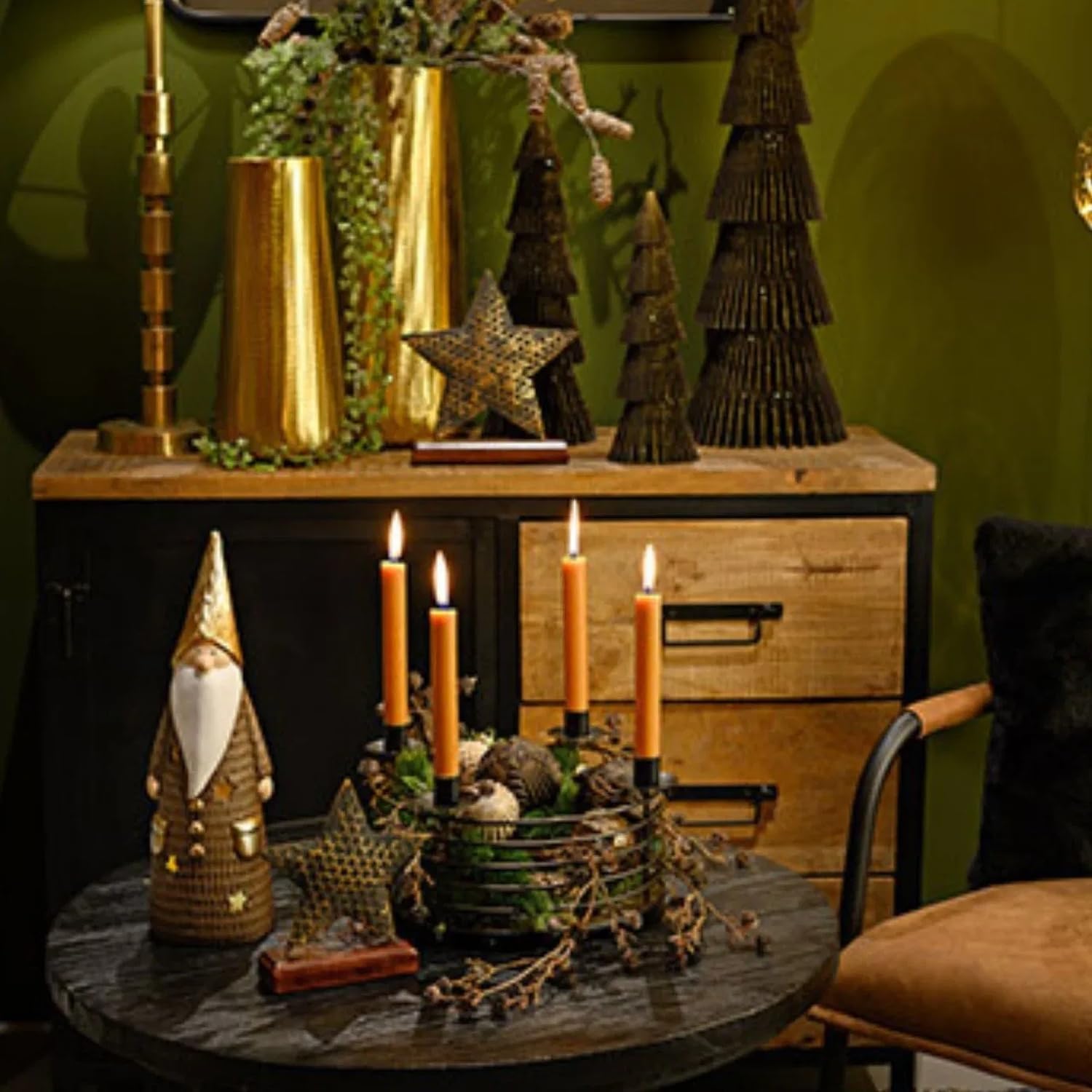 10 Spitzkerzen durchgefärbt (180x22mm) | RAL Stabkerzen mit 8h+ Brenndauer | Ohne Tropfen & Rußen | Tafelkerzen für Leuchter | Made in Germany (Natur)