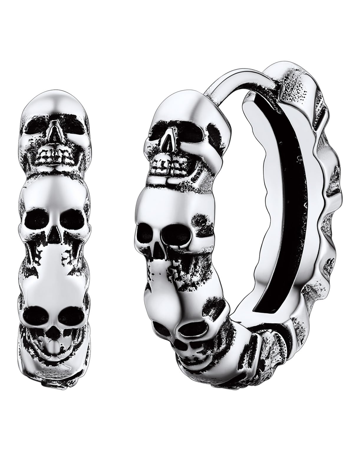 FaithHeart Edelstahl Totenkopf Ohrstecker für Herren Damen Punk Gotik Schädel Ohrring Piercing Creolen Ohrstecker für Weihnachten Valentinstag Halloween