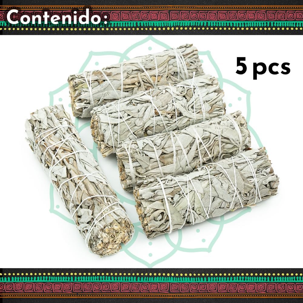 5 Weißer Salbei 10 cm Premium Kalifornischer, 100% natürlich und reinigend, ideal für spirituelle und energetische Rituale