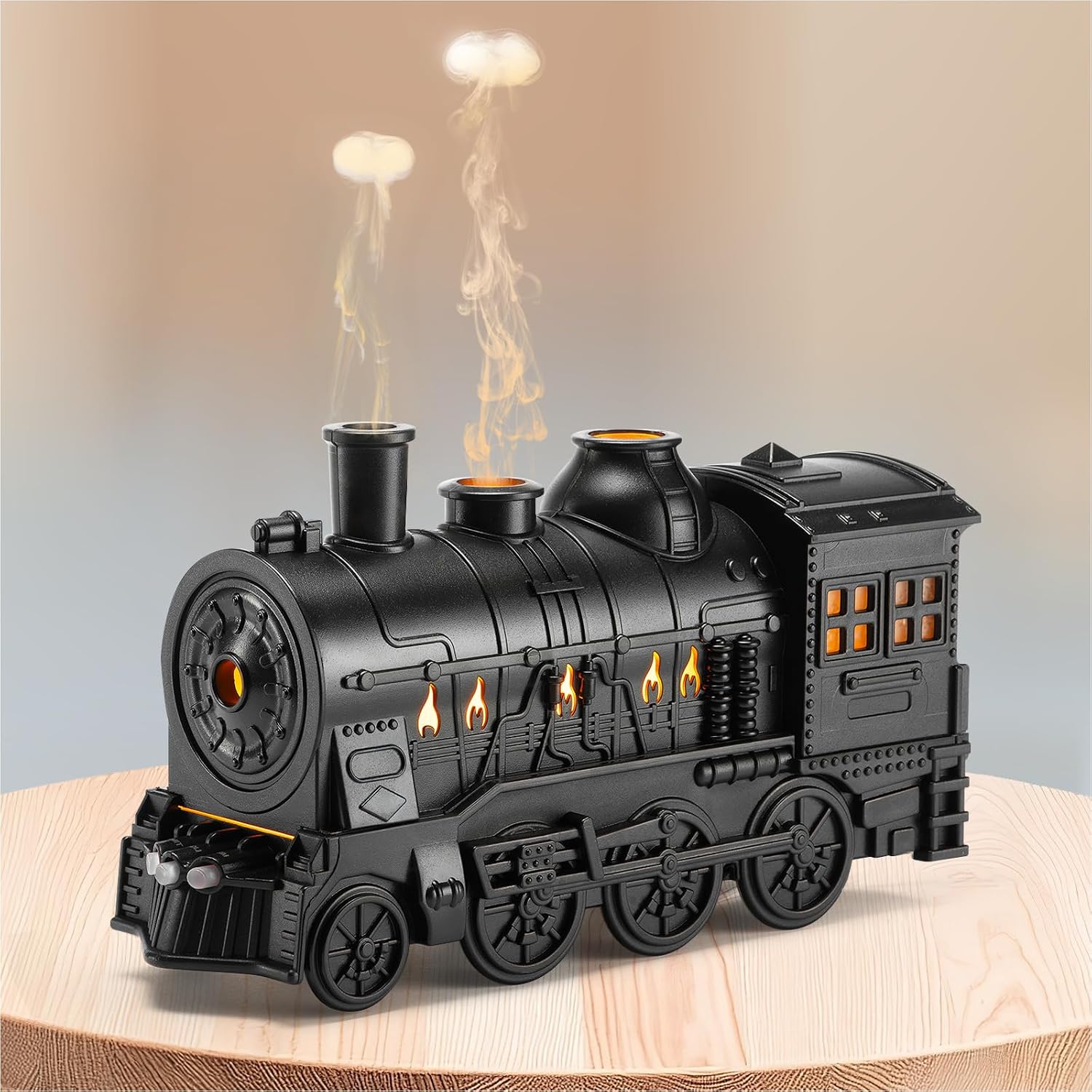 Train Diffuser 300ml, Aromatherapy Diffuser Cool Mist Ultrasonic Aroma Train Diffuser with Remote Control 2 Light 2 Mist Mode Auto Shut-Off for Bedroom Office Hotel(Black)