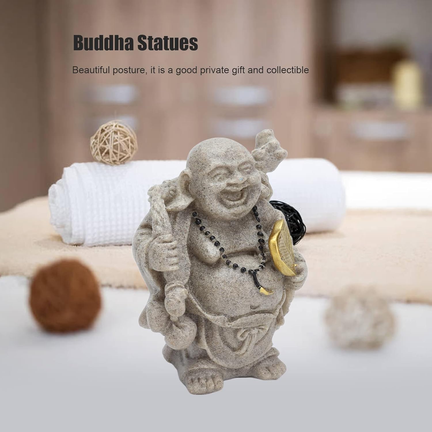 ANKROYU 8 cm Buddha-Statuen, Mini-Maitreya-Buddha-Figur aus Kunstharz, Maitreya-Buddha-Dekorationsstatuen für Heimbüro-Dekoration, Geschenkkollektion
