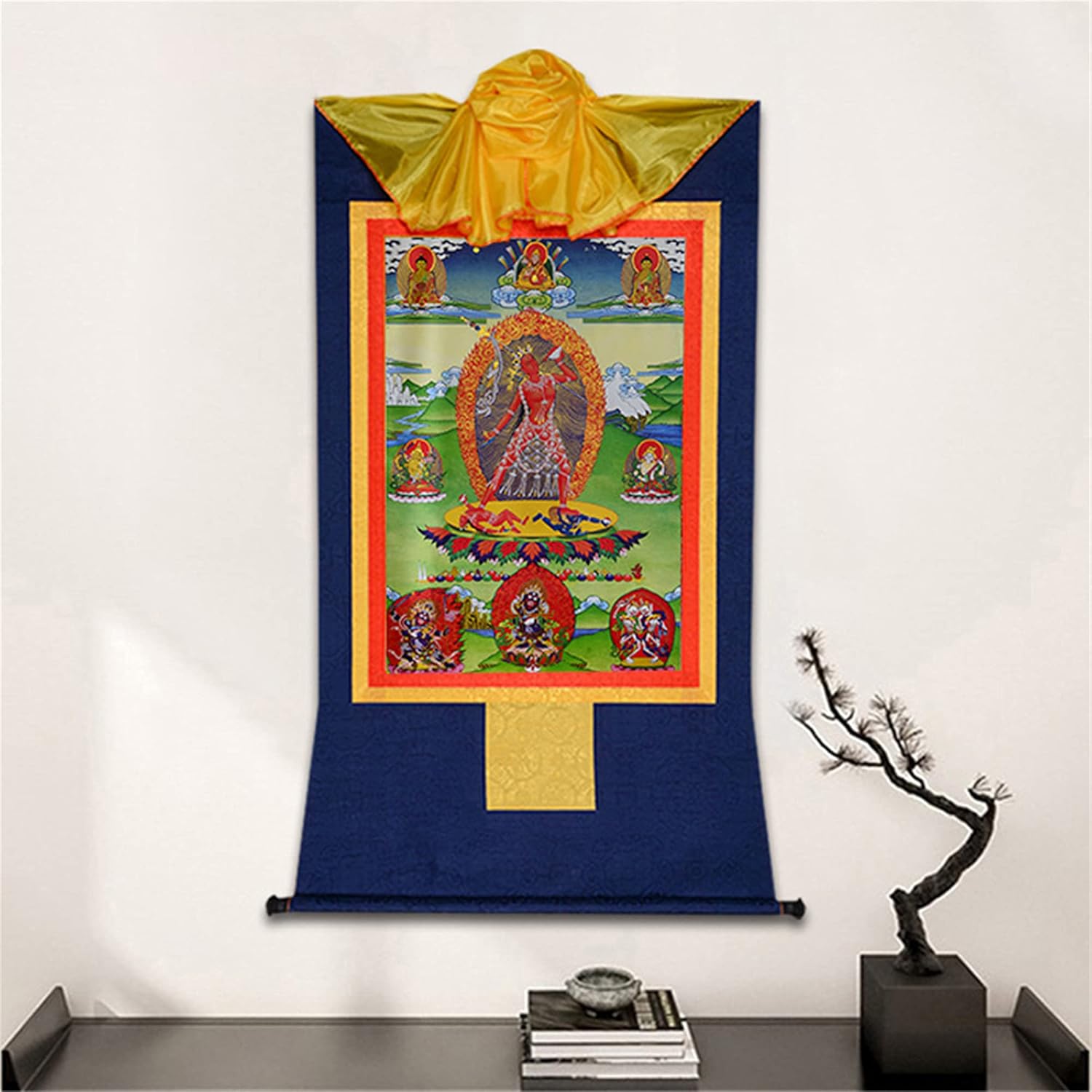 Gandhanra Thangka Tibetische Wandbehang,Naro Khechara Vajrayogini Thangka,Heißgeprägter Buddha Wandteppich für Zen Wohnkultur, Meditation, Spirituelle Entspannung und Ruhe