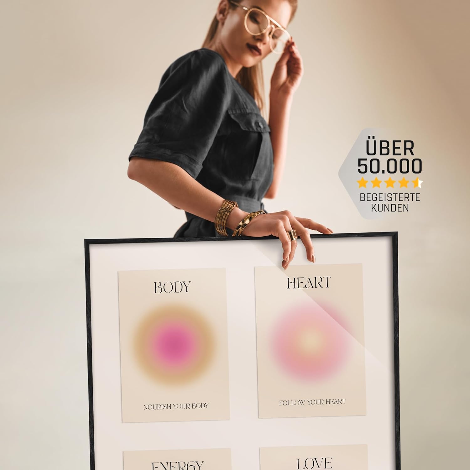 Mind Body Soul Poster Set Achtsamkeit Aura Farben Yoga Wanddeko Inspirierende Bilder Mindfulness Schlafzimmer Deko Wohnzimmer Dekoration Homeoffice Achtsamkeitsposter (6x A4 | Ohne Rahmen)