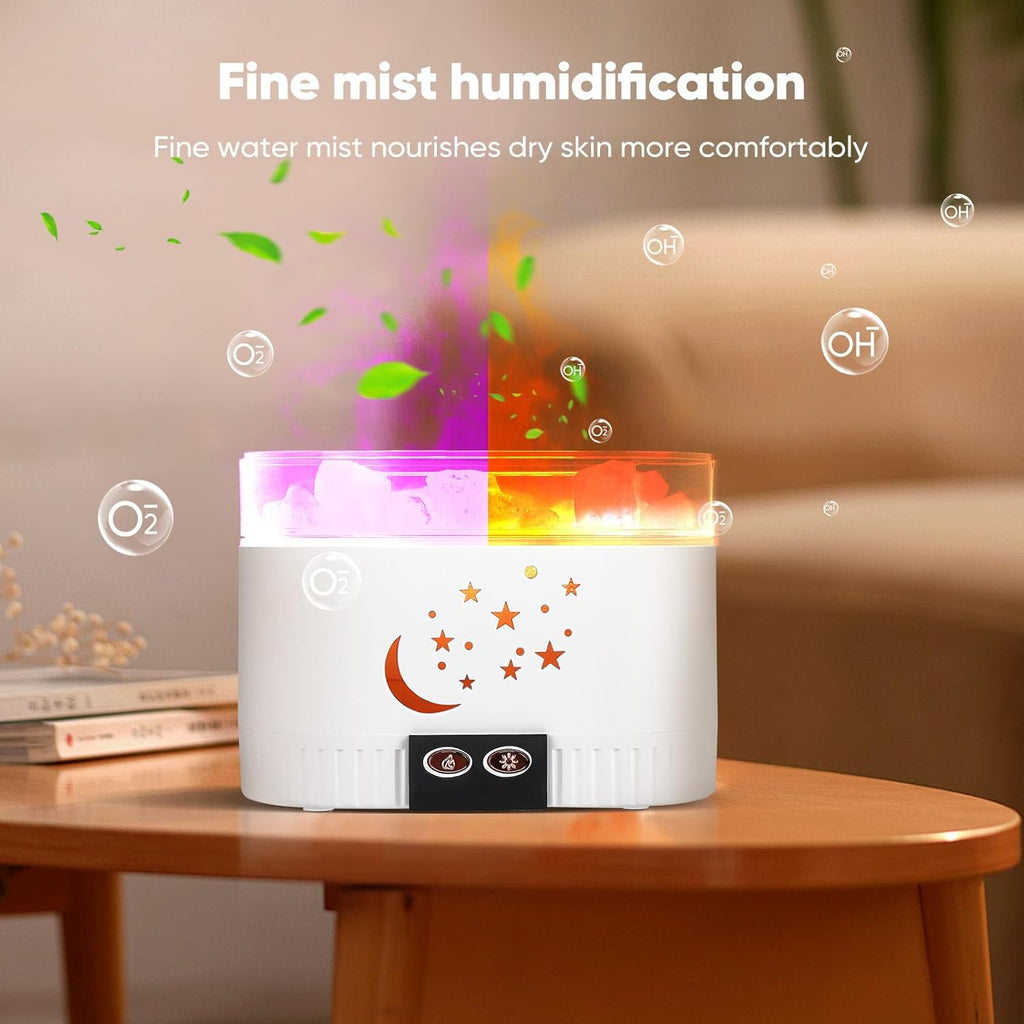 2-in-1 Salzstein Aroma Diffuser mit 7 Farben LED - Kabelloser Luftbefeuchter für ätherische Öle, Salzkristalllampe & Duftöl Diffusor als Raumduft und Salzlampe für Zuhause, 200ml