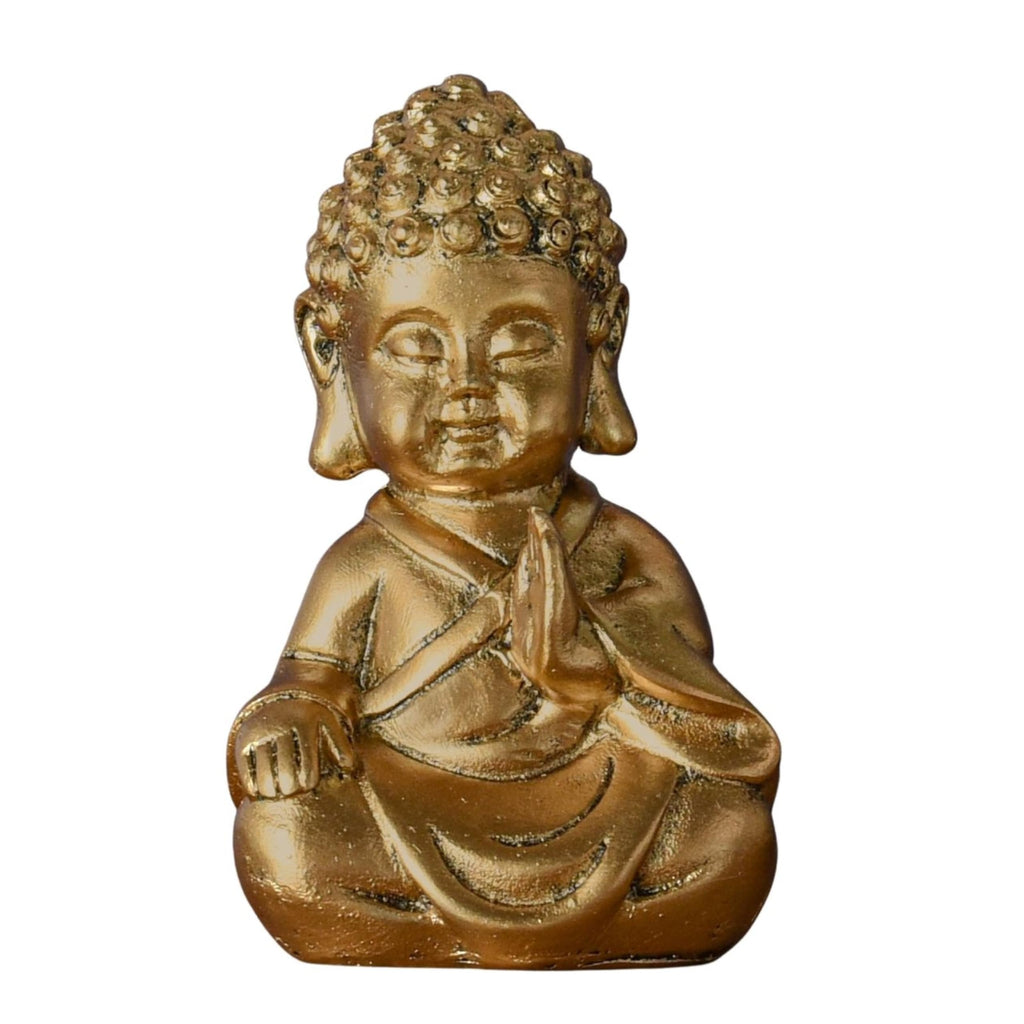 Lachender Buddha Willkommen - Glücksbringer Statue - Zen und Feng Shui Dekoration - für eine entspannende und spirituelle Atmosphäre - Geschenkidee - Breite: 9cm - Farbe: Grün und Braun - Zen'Light