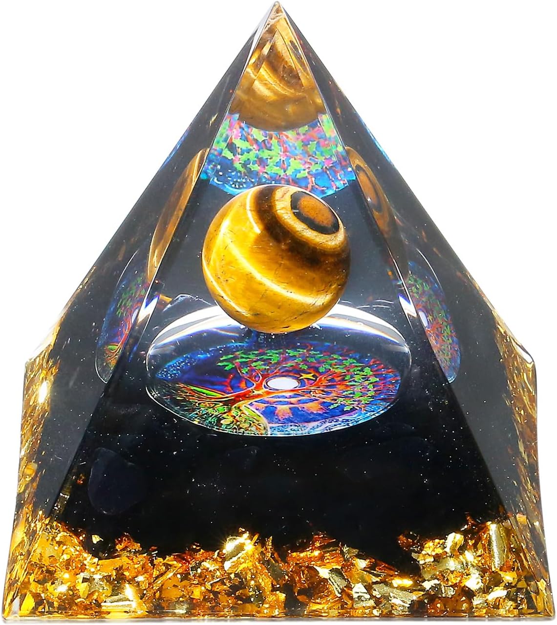 XIANNVXI 2.4" Große Pyramide Tigerauge Obsidian Stein Kristalle Edelsteine Pyramiden Natürliche Witchy Decor Energie Geschenke für Frauen Männer
