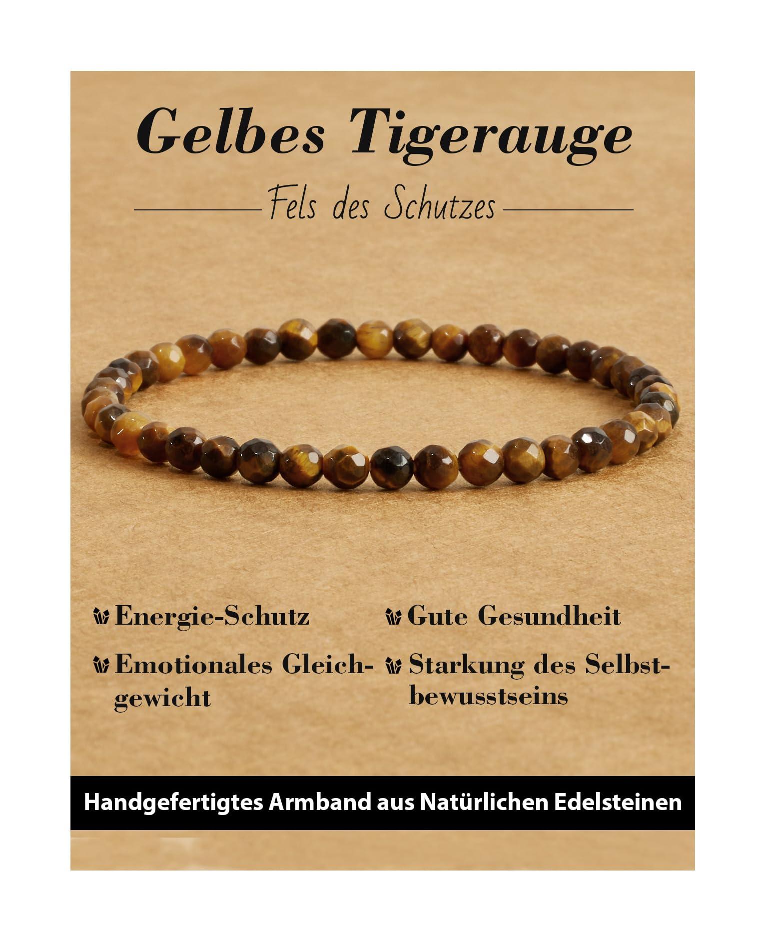 4 mm Stretch Bracelet Made of Real Natural Stone Beads, Healing Stone Bracelet, Yoga Bracelet for Women, Men, Lucky Bracelet, Friendship Bracelet, Replacement Beads Included