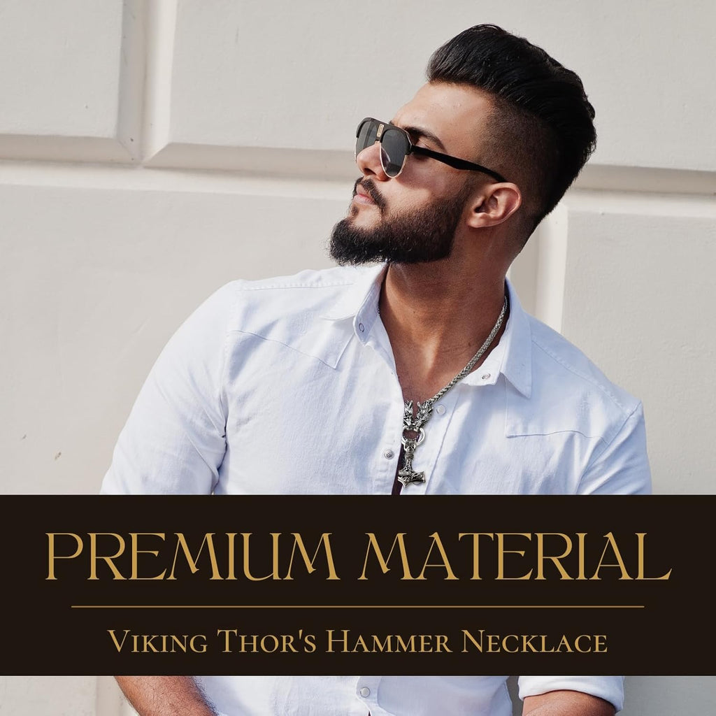 Halukakah Wikinger Thorshammer Halskette für Herren – Antiker Sterlingsilber-Ton Titanstahl – Optional mit Armband – Nordischer Mythologie – Geschenk für Männer