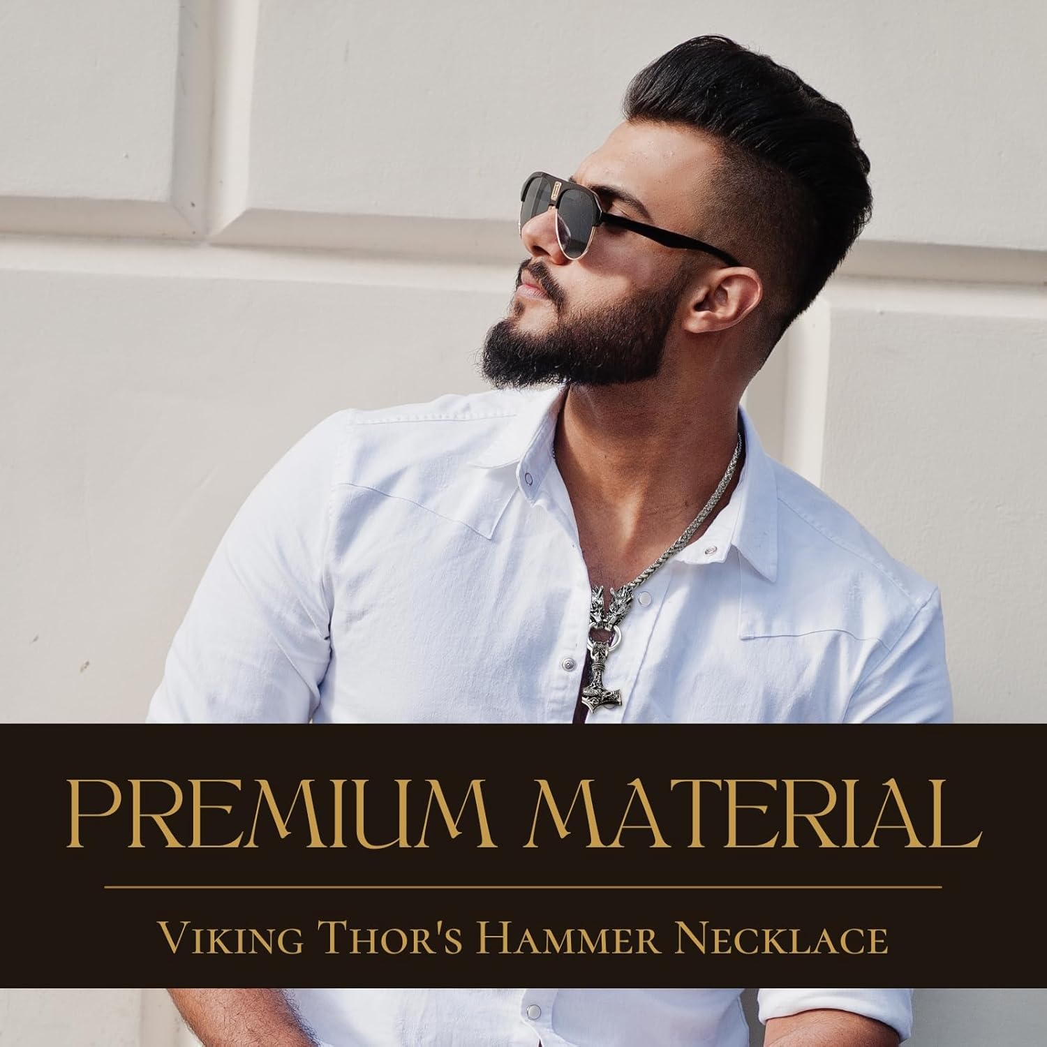 Halukakah Wikinger Thorshammer Halskette für Herren – Antiker Sterlingsilber-Ton Titanstahl – Optional mit Armband – Nordischer Mythologie – Geschenk für Männer