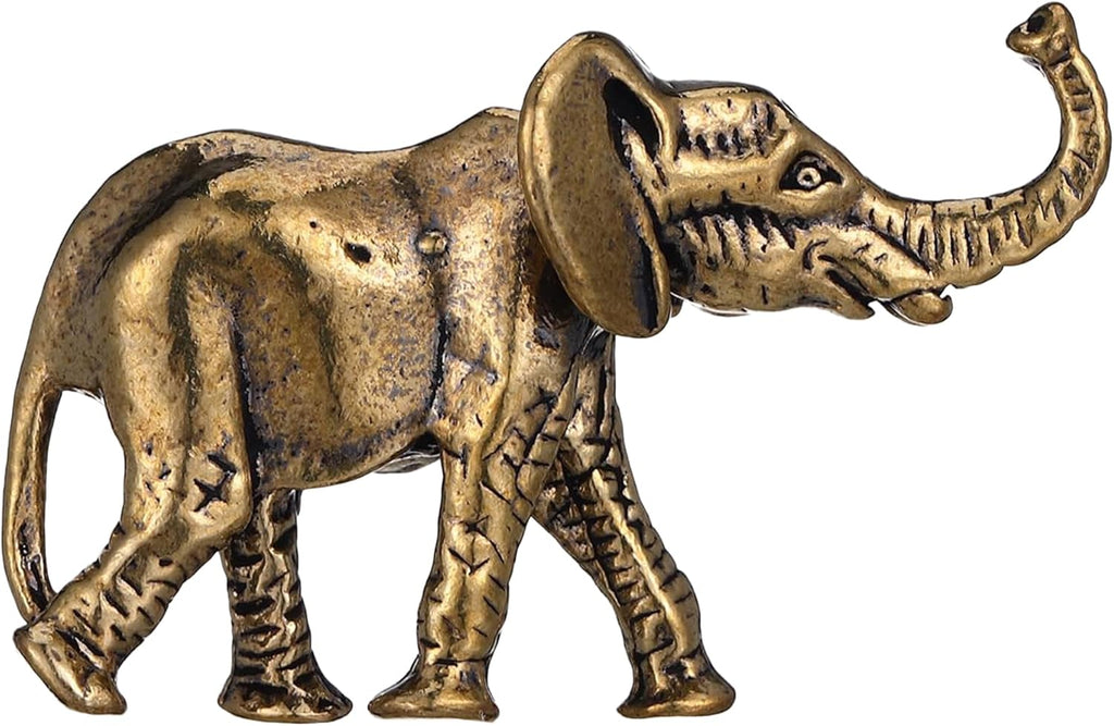 Vintage Messing Elefant – Ganesha Figur als Glücksbringer und Feng Shui Miniatur-Elefantenstatue, Dekorative Tierfigur aus Metall für Wohnzimmer, Büro Tischdeko & Chinesische Wohnkultur