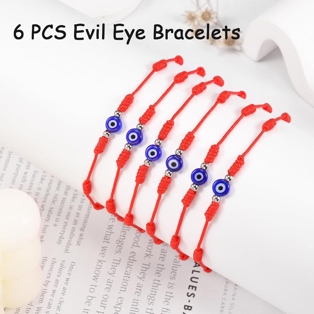 VU100 Rotes Böser Blick Armband Evil Eye Kabbalah 7 Knoten Seil Mit Nazar Amulett - Verstellbare Viel Glück Freundschaft Geschenk für Damen Herren Familie Freund