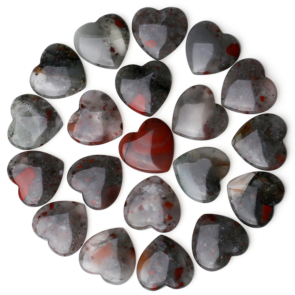 Rhodonite Heart Made of Stone Natural Stones Healing Crystals Gemstones Polished Hand Carved Meditation Chakra Reiki Energy Balance Lucky Gift Pack of 20