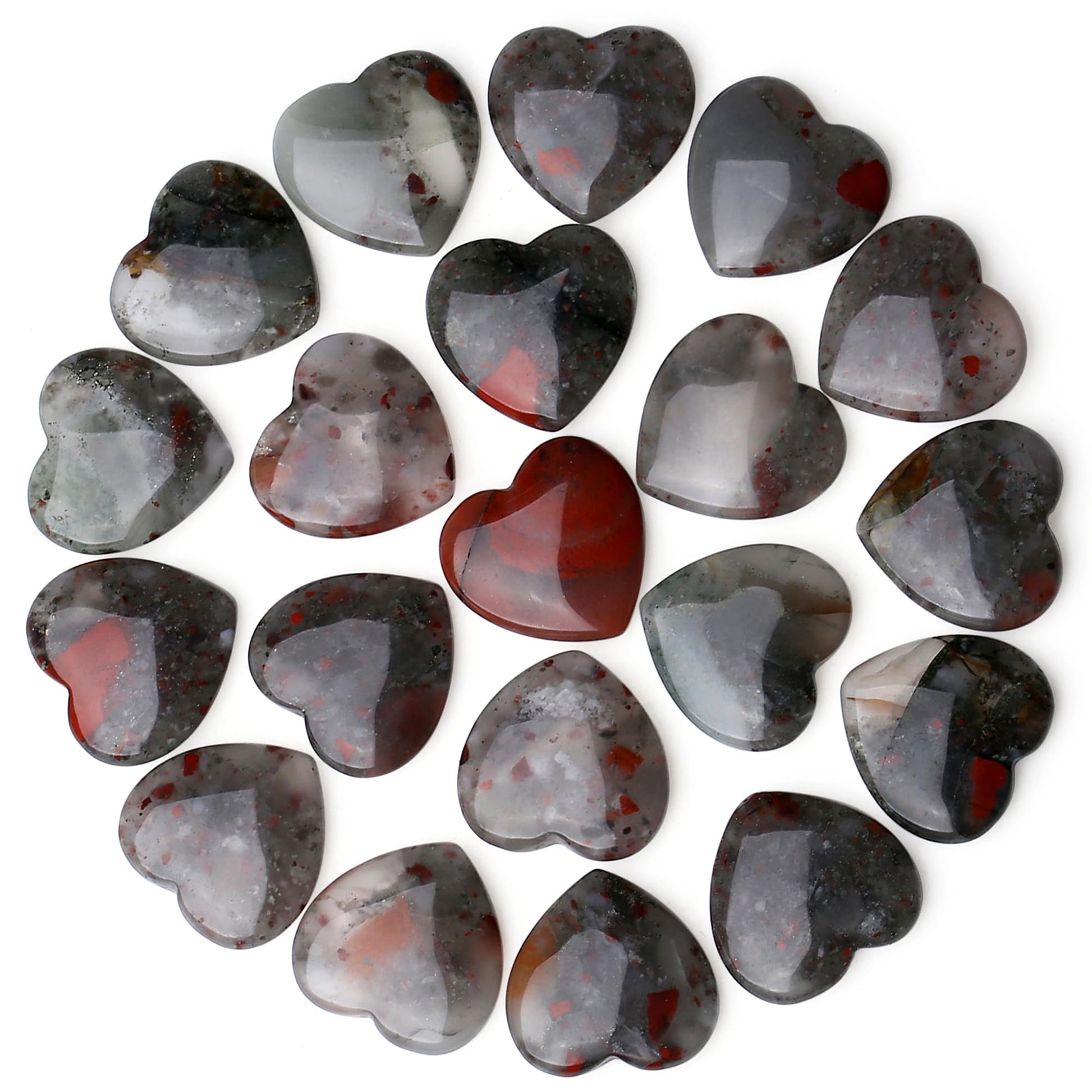 Rhodonite Heart Made of Stone Natural Stones Healing Crystals Gemstones Polished Hand Carved Meditation Chakra Reiki Energy Balance Lucky Gift Pack of 20