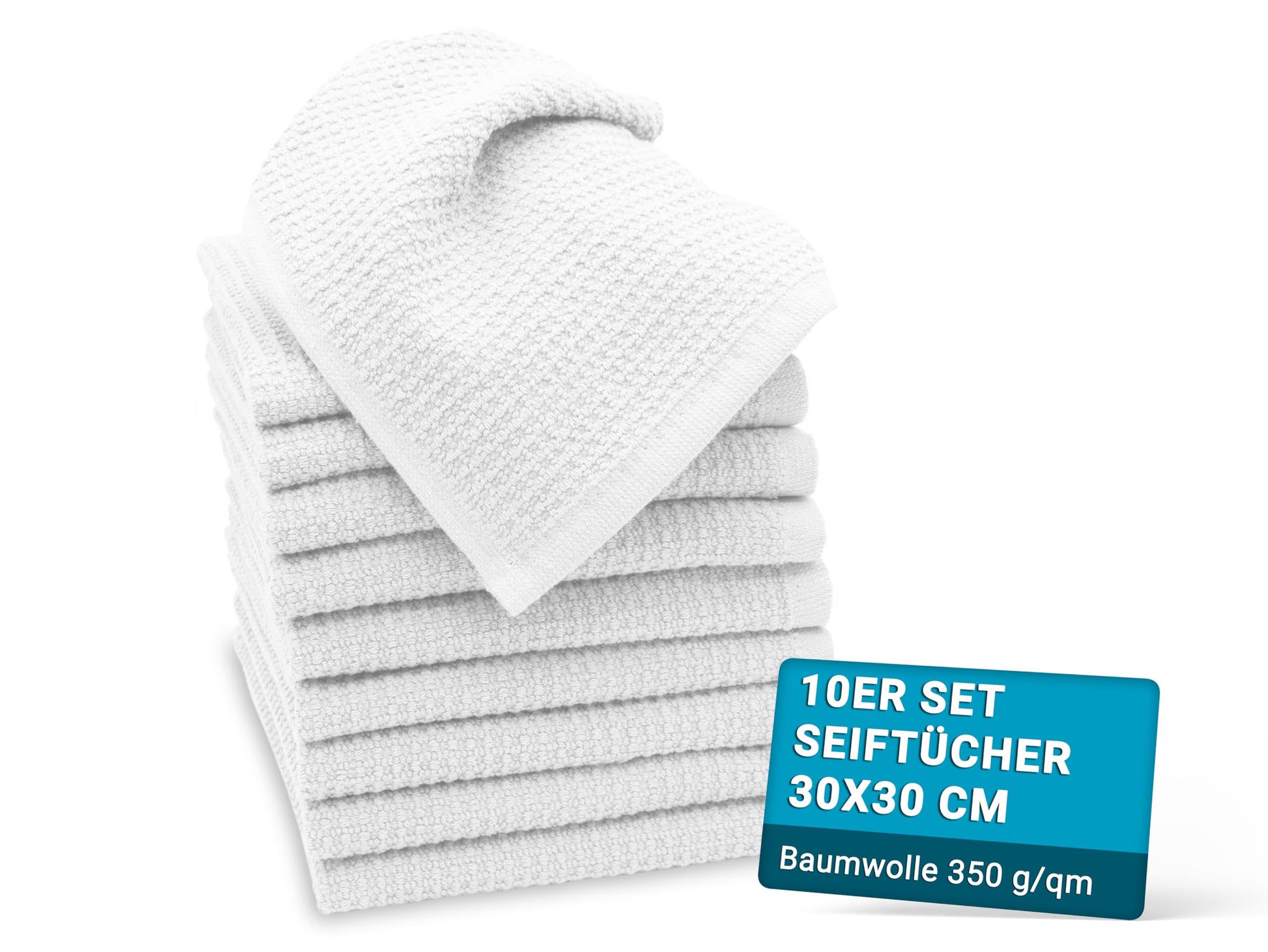 ZOLLNER Set of 10 Flannels in 30 x 30 cm – Durable Hand Towels in Beige – with Practical Hanger – Timeless Waffle Pattern – Washable up to 95 °C – Cotton – Hotel Quality