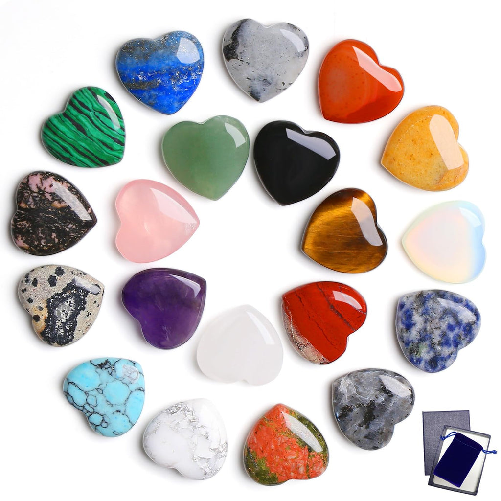 Rhodonite Heart Made of Stone Natural Stones Healing Crystals Gemstones Polished Hand Carved Meditation Chakra Reiki Energy Balance Lucky Gift Pack of 20
