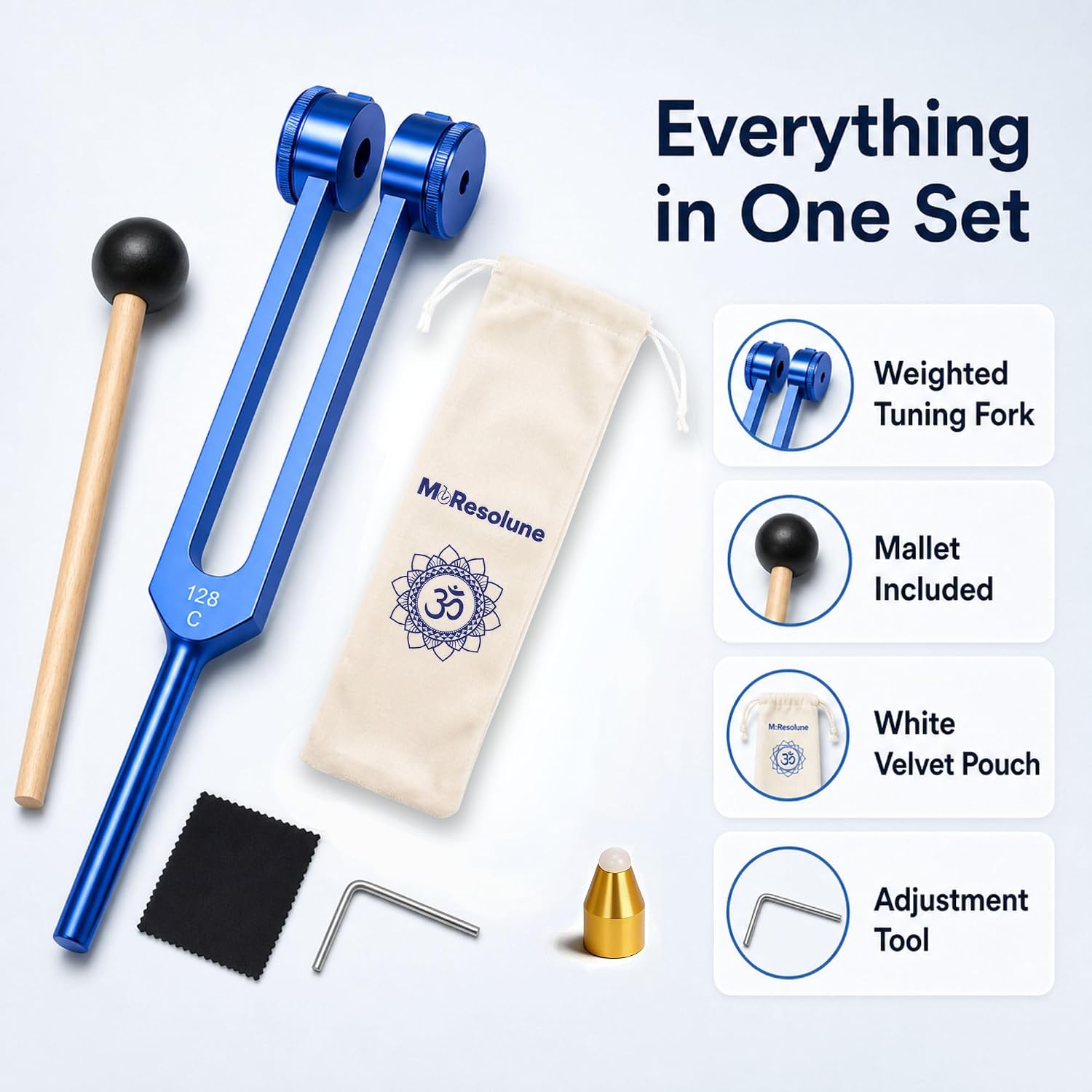 128 hz Tuning Fork for Healing Blue Meditation Tools | 128 hertz Tone Therapy Healing Instrument Diapason Chakra Sound Therapy Products Weighted Tuning Fork for Mindfulness