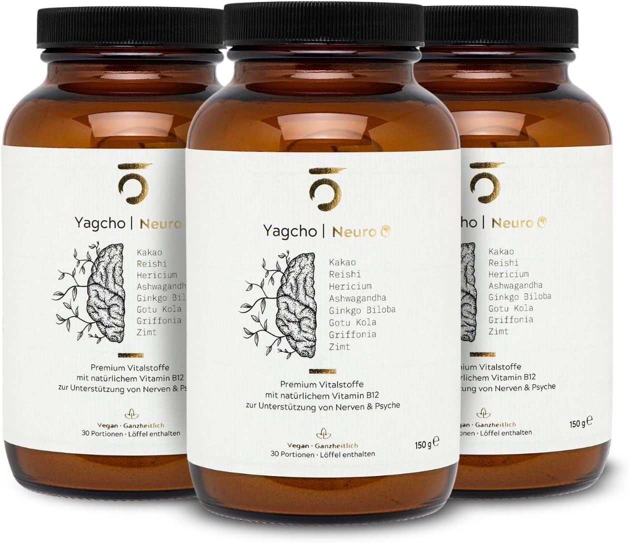 Yagcho – Ashwagandha Komplex 12x150g I Mit Reishi, Rosenwurz & Cordyceps I Ohne Zusatzstoffe – vegan & laborgeprüft I Adaptogene Kombination für deinen Alltag – Nahrungsergänzung