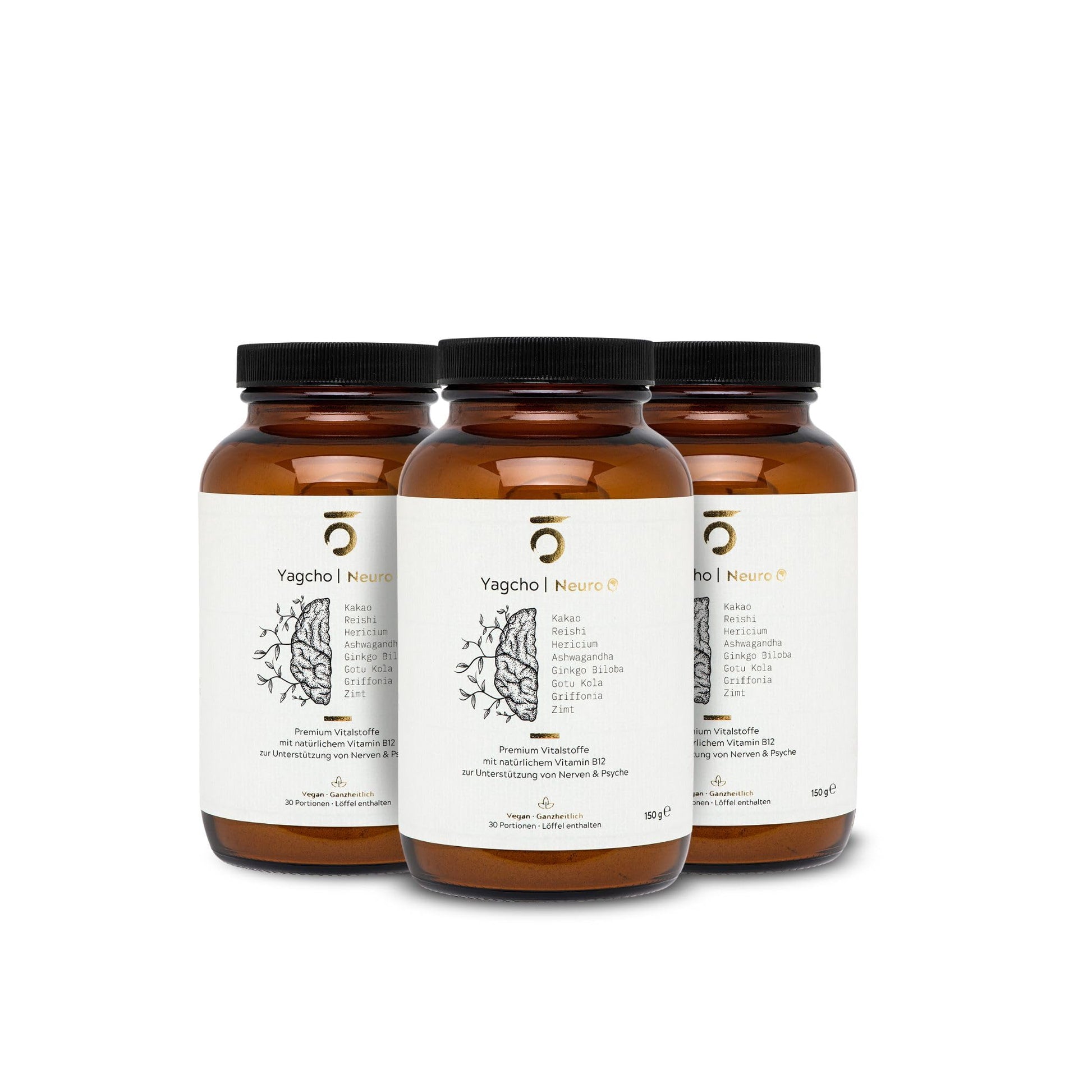 Yagcho – Ashwagandha Komplex 12x150g I Mit Reishi, Rosenwurz & Cordyceps I Ohne Zusatzstoffe – vegan & laborgeprüft I Adaptogene Kombination für deinen Alltag – Nahrungsergänzung